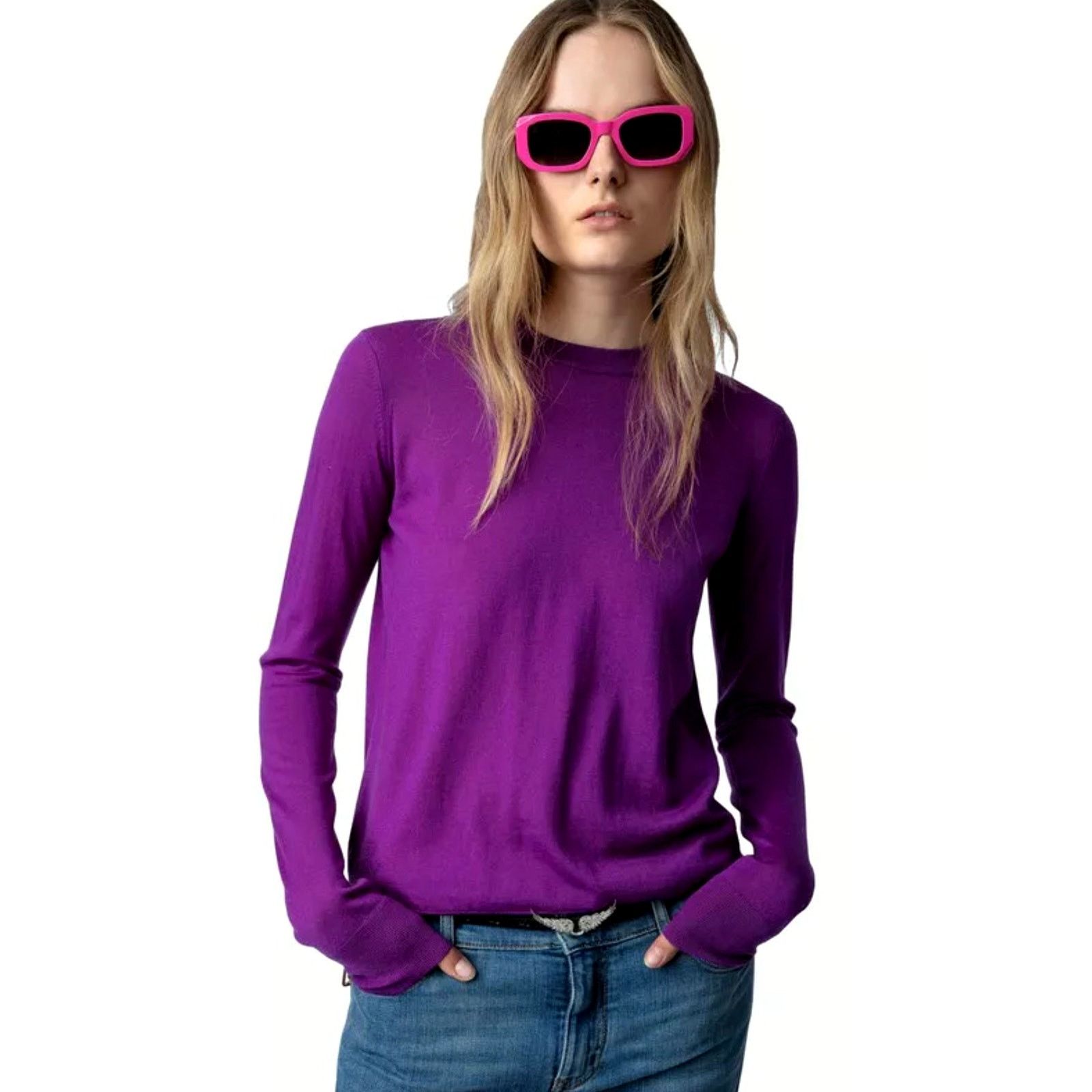 Zadig & Voltaire Zadig & Voltaire Emma We Goa Purple Merino Wool Sweater L Size L / US 10 / IT 46 - 3 Thumbnail