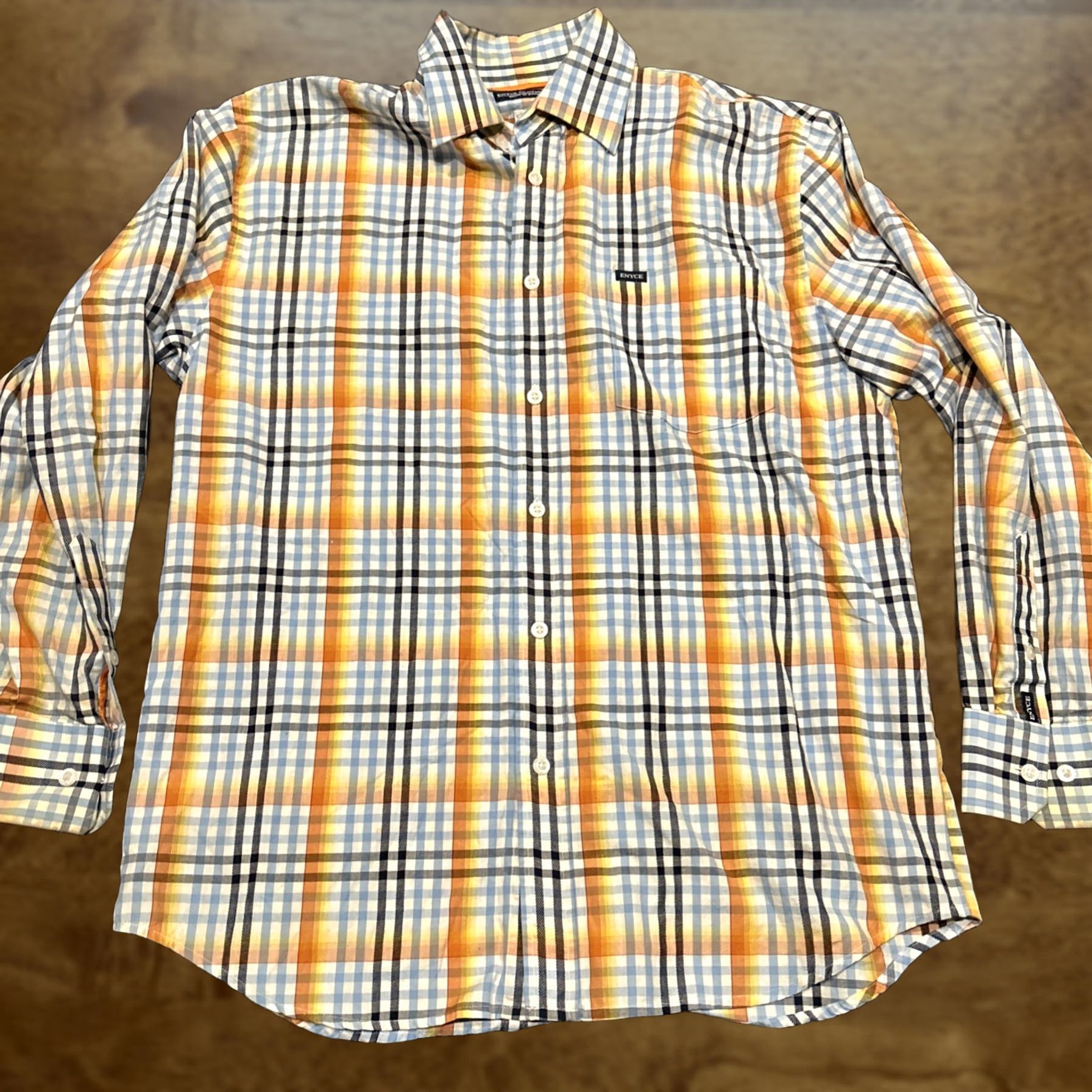 Enyce Enyce Button-Down Shirt Classic Check Long Sleeve Adult M Brown Cotton Beach 90s? Size US M / EU 48-50 / 2 - 1 Thumbnail