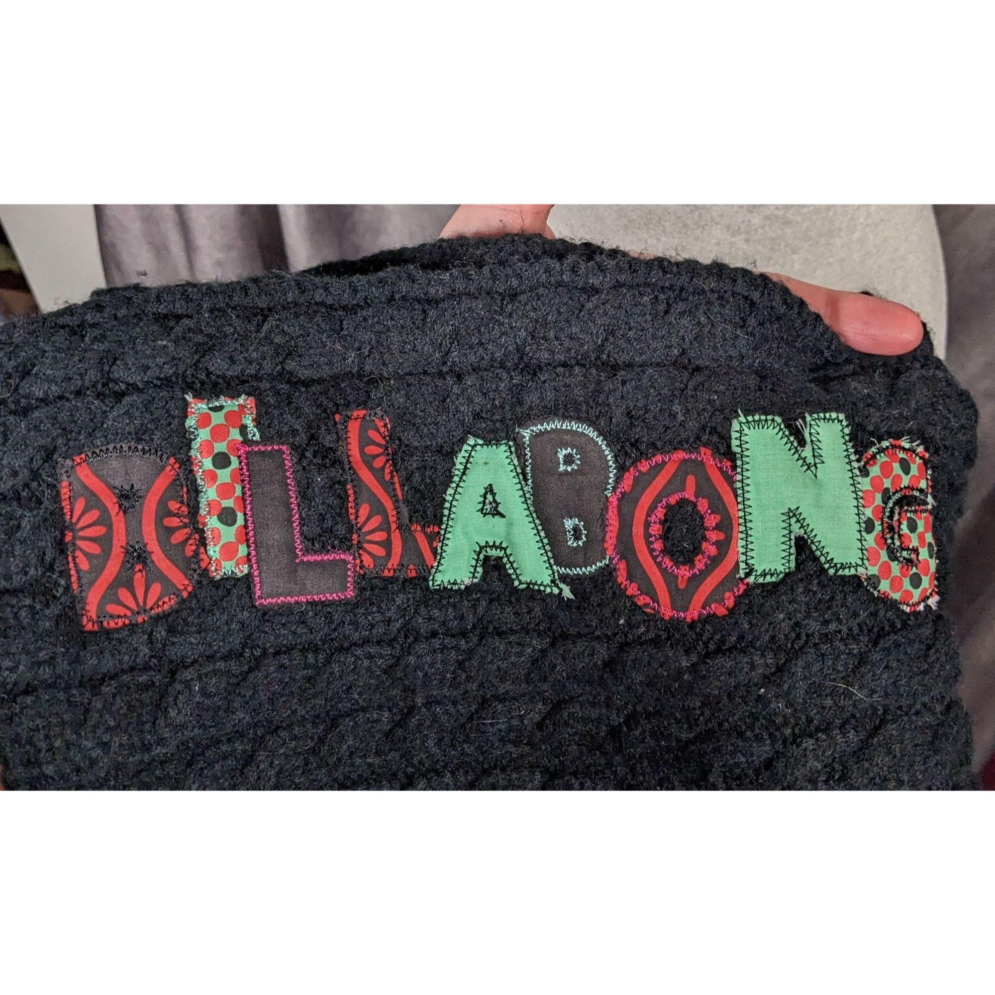 Billabong Vintage 90s Billabong Black Cable Knit Scarf Size ONE SIZE - 5 Thumbnail