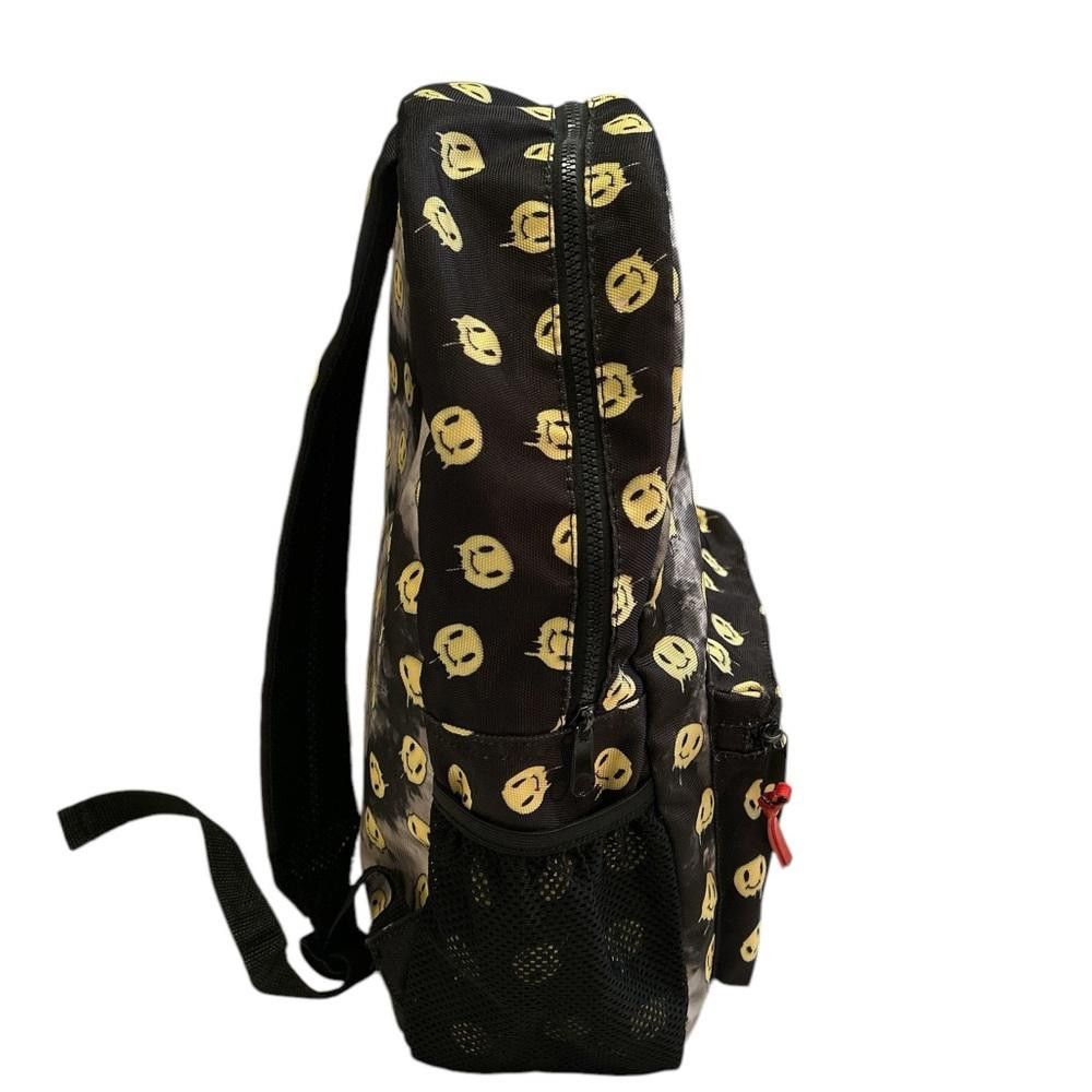 Designer Stylish Black and Yellow Melted Smiley Face Tie-Dye Backpack Size ONE SIZE - 2 Thumbnail