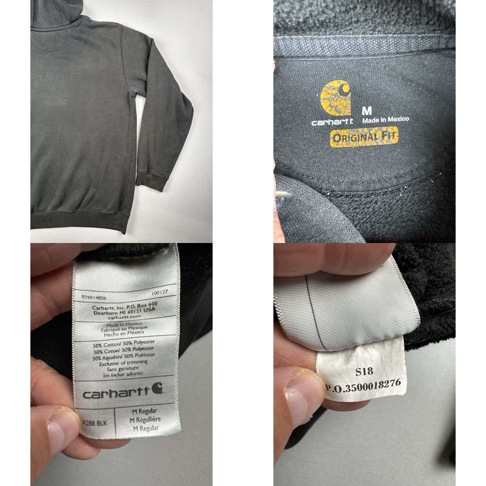 Carhartt Carhartt Hoodie Mens Large Loose Fit Faded Black Workwear Sleeve Logo Size US M / EU 48-50 / 2 - 8 Thumbnail