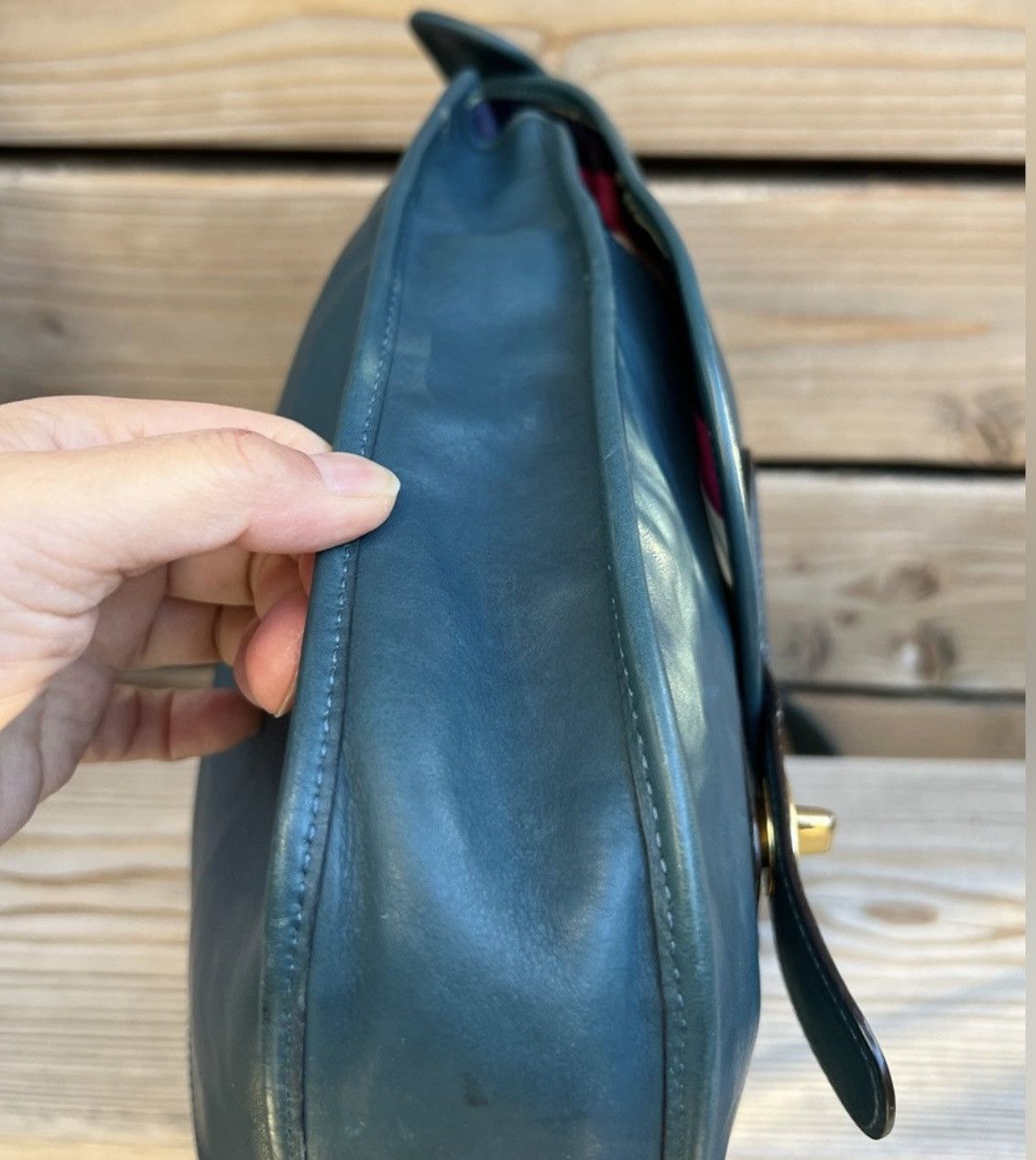 Coach Rare Coach Pony Express Limited Edition Erin Bag, Teal Size ONE SIZE - 8 Thumbnail