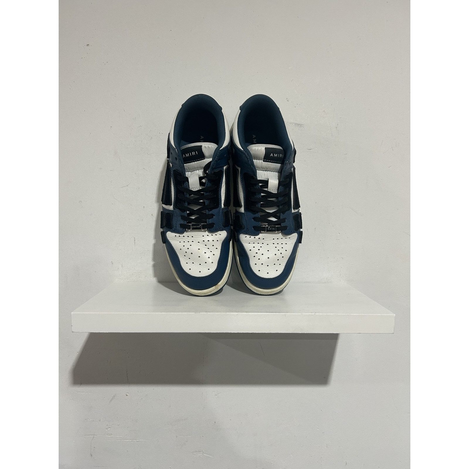 Amiri AMIRI SKEL WHITE NAVY LOW TOP SIZE 11 PREOWNED Size US 11 / EU 44 - 3 Thumbnail