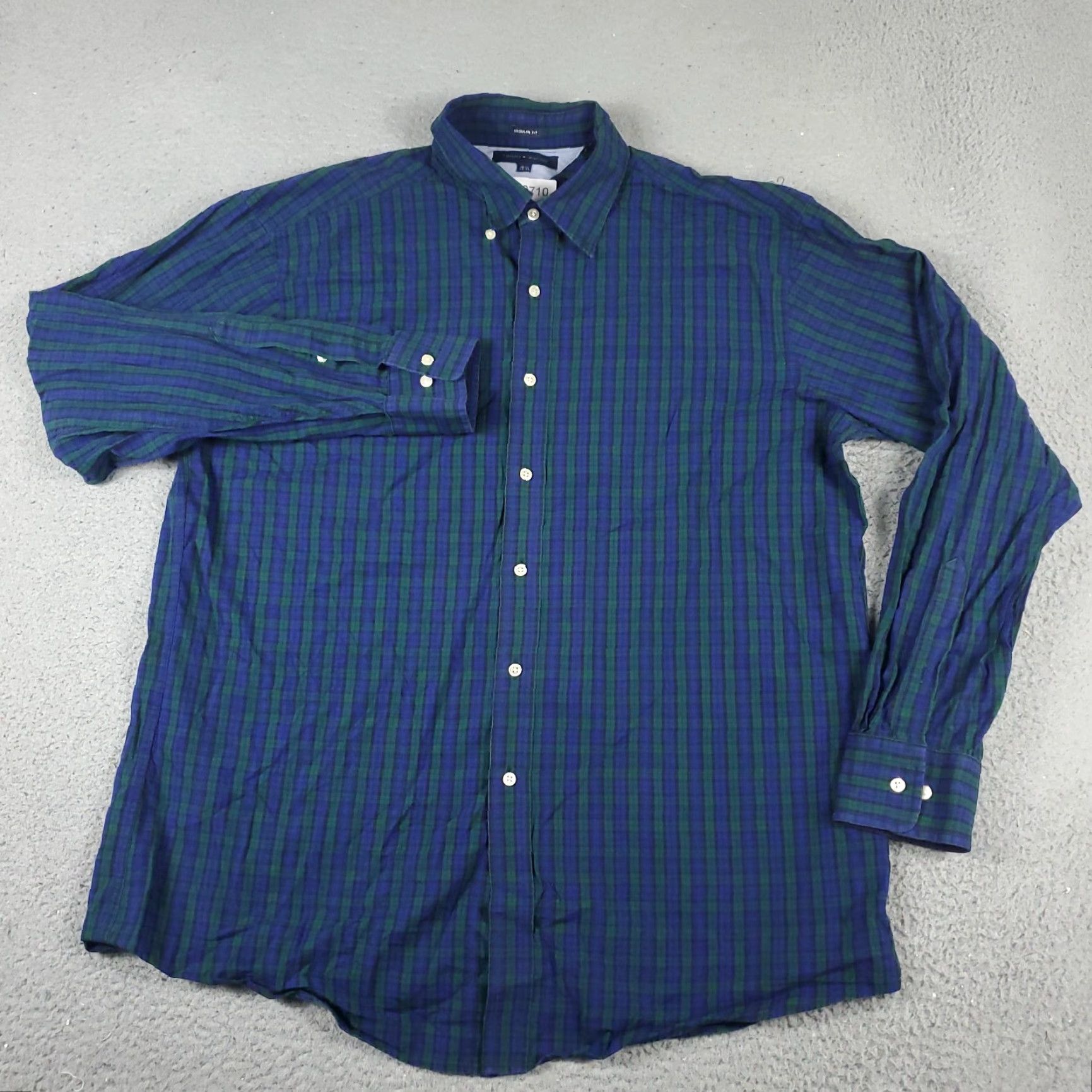 Tommy Hilfiger Tommy Hilfiger Shirt Mens 16.5 Blue Plaid Dress Button-Down Long Sleeve Shirt Size 42R - 2 Thumbnail