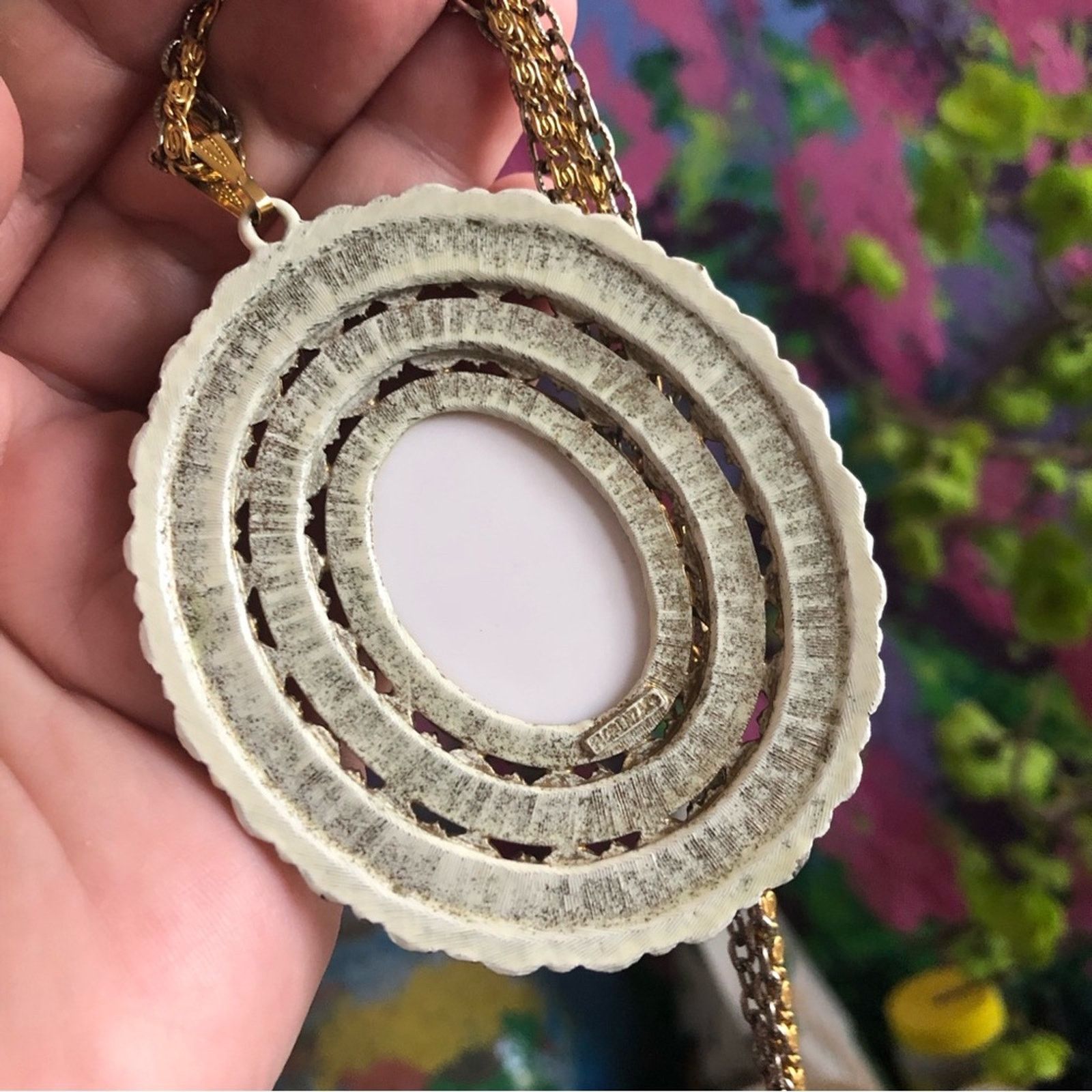 Vintage Vintage 60s Florenza large white cabochon filigree necklace Size ONE SIZE - 12 Thumbnail
