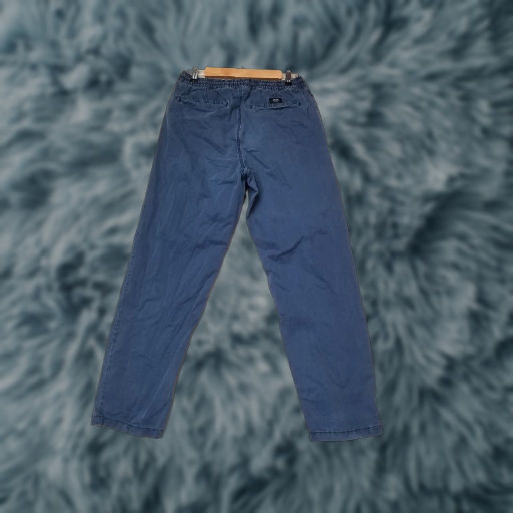 Vans Vans Pants Men S Blue Elastic Waist Drawstring Tapered Ank le Flat Front Knit Cotton Retro Skater Pockets Size US 29 - 1 Thumbnail