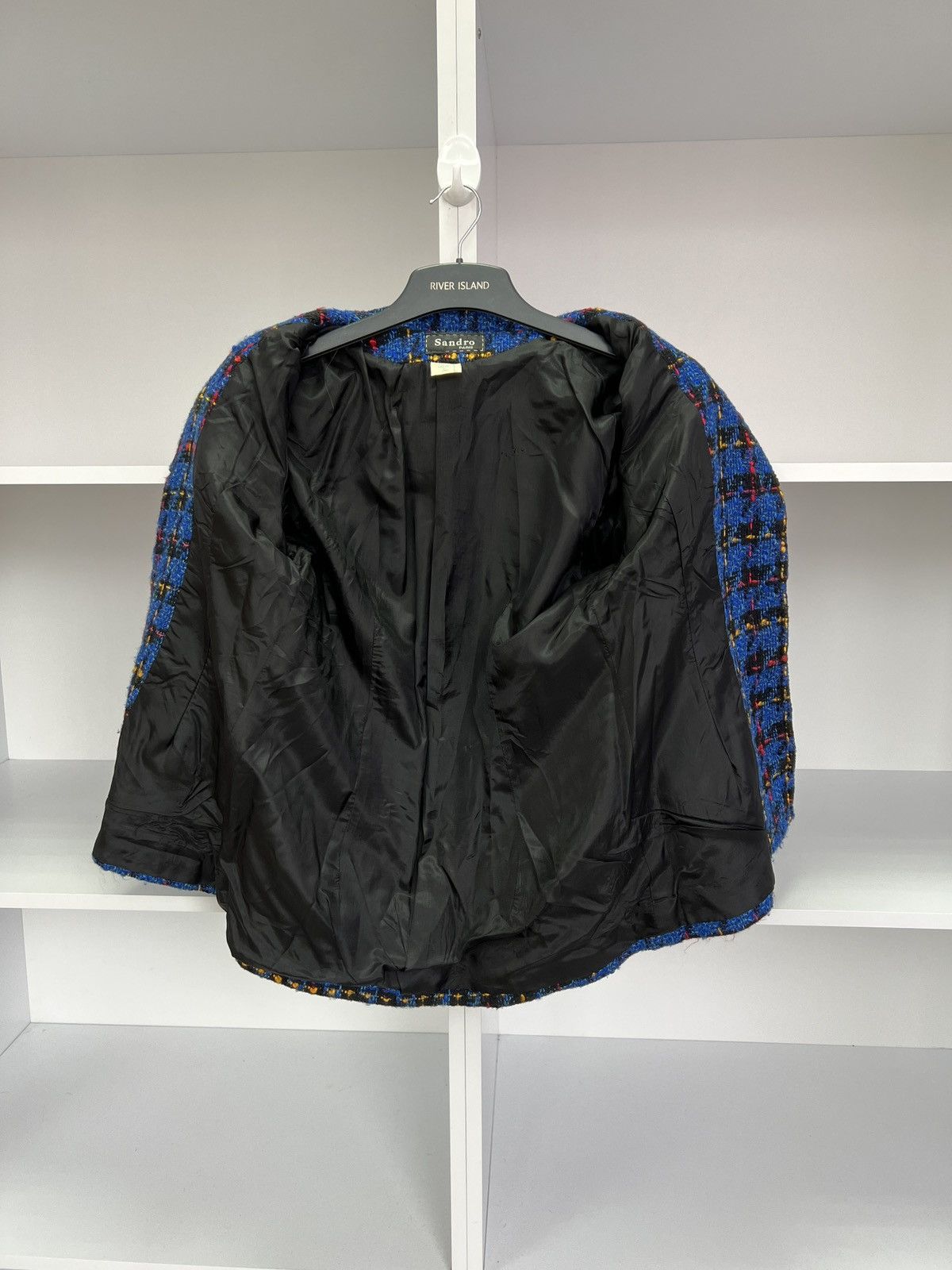 Designer × Sandro × Vintage Vintage Sandro Paris Reversible Floral Knit Blue Blazer Size M / US 6-8 / IT 42-44 - 10 Thumbnail