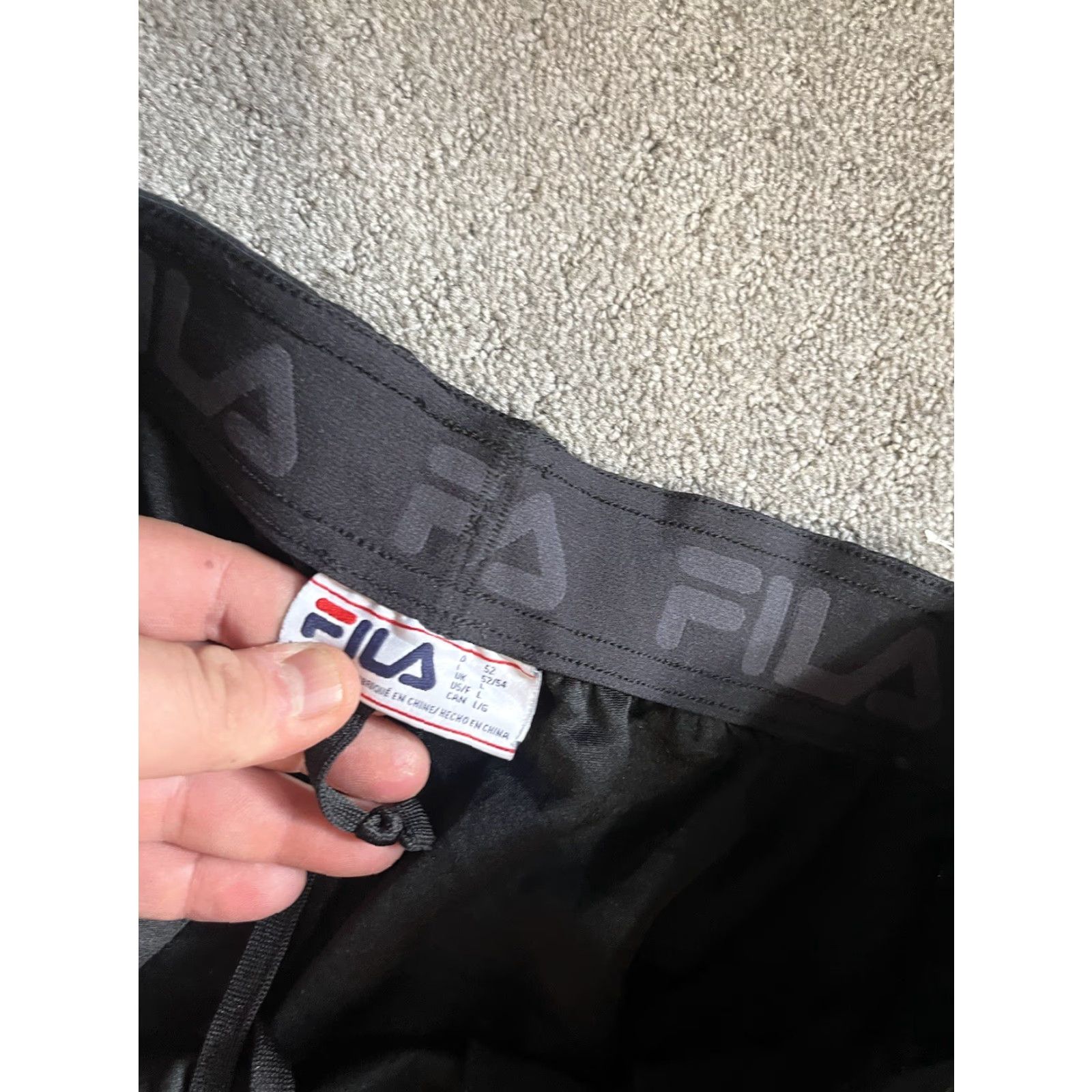Fila FILA Sweatpants Mens Large Black Joggers Drawstring Tapered Solid Polyester Size US 33 - 4 Thumbnail