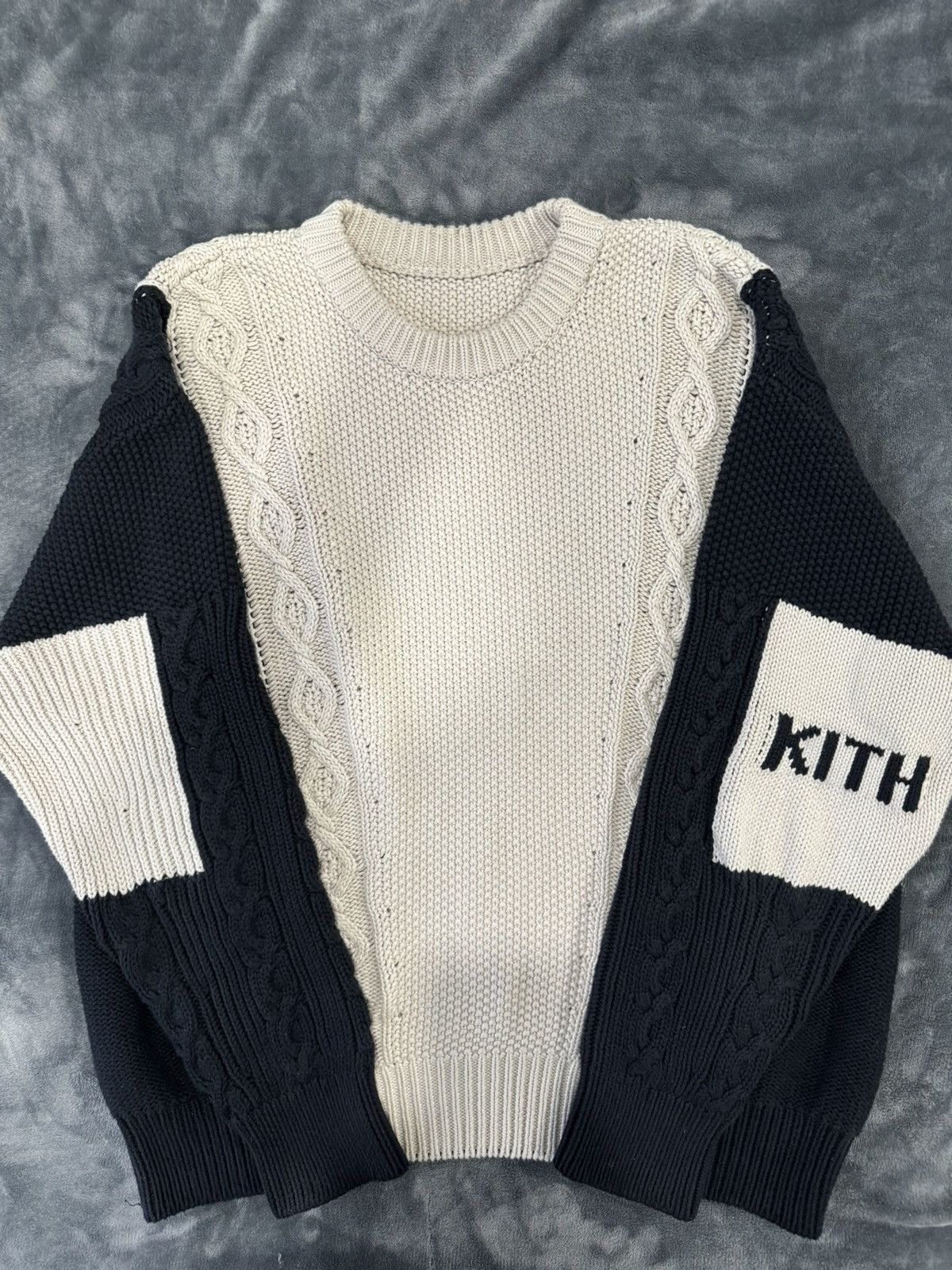 image of Kith Crewneck in Navy Cream, Men's (Size XL)