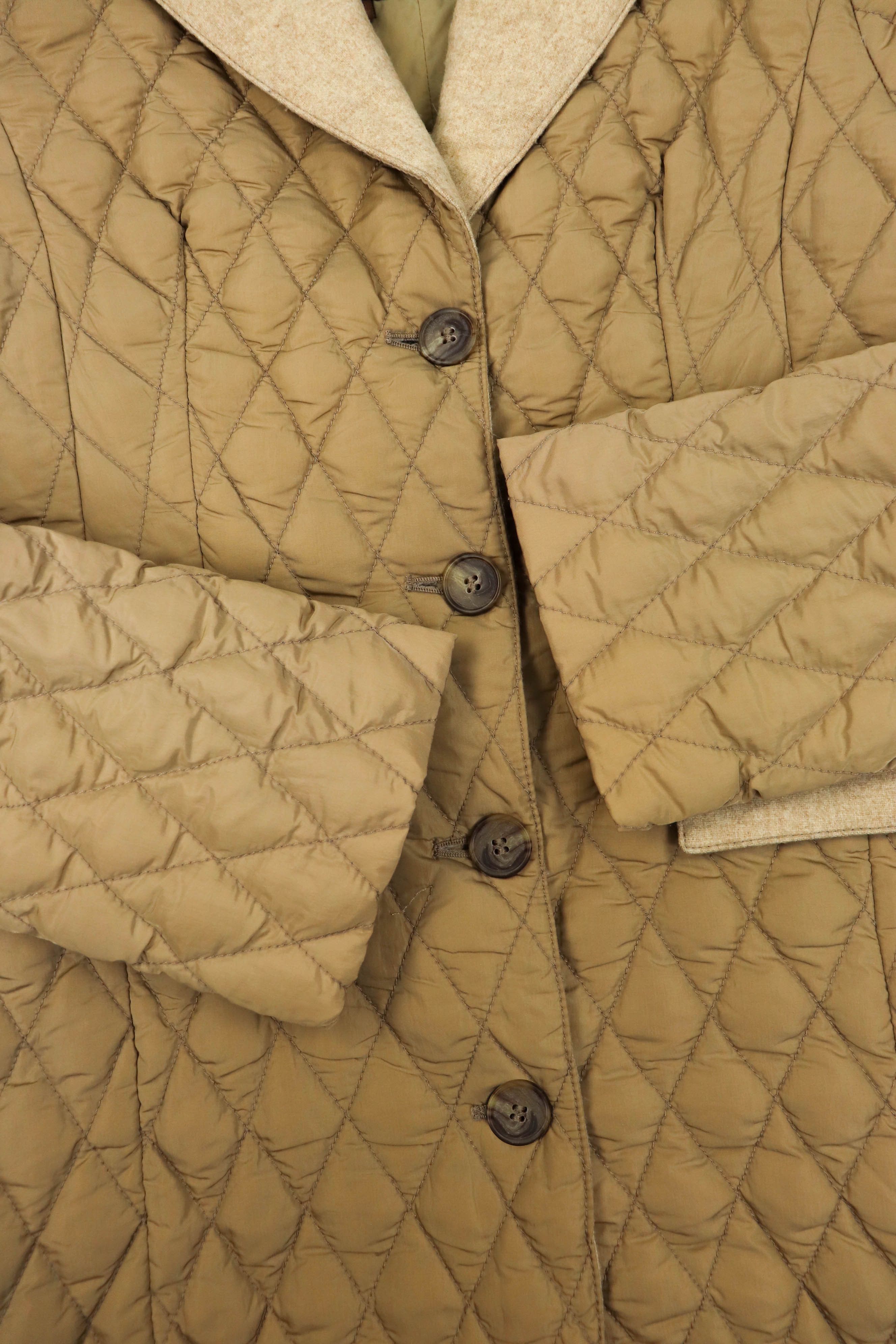 Moncler Vintage Moncler Beige Quilted Nylon Down Puffer Coat Jacket Size XS / US 0-2 / IT 36-38 - 7 Thumbnail