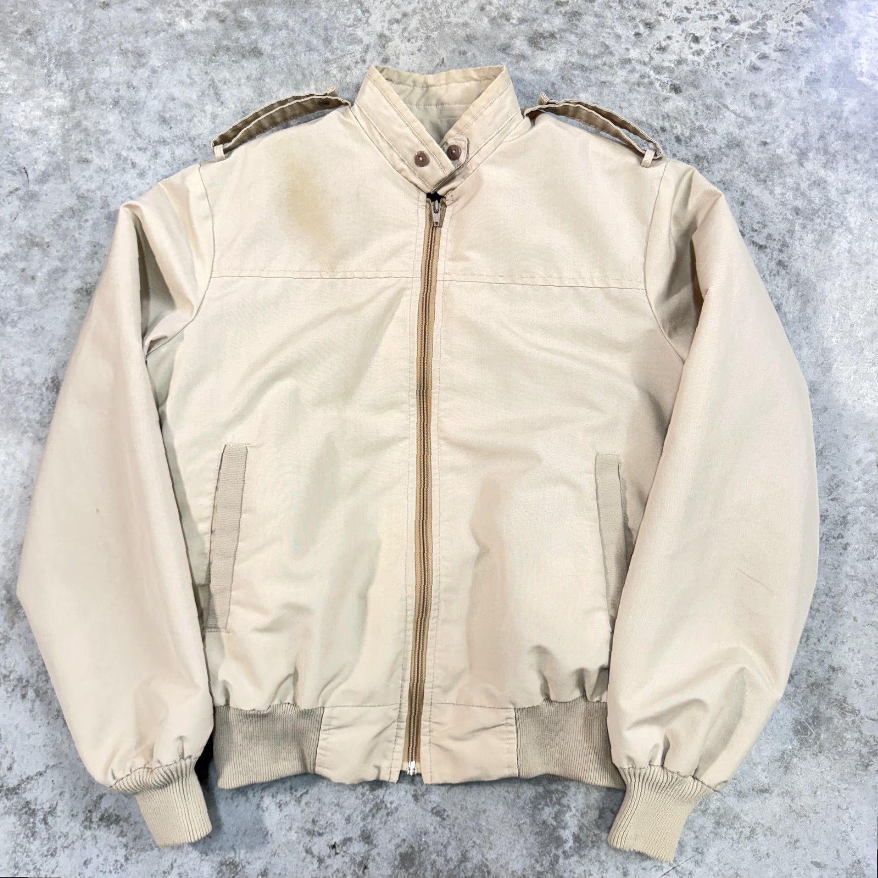 Epaulet VINTAGE Cal Craft Jacket Mens M Beige Faux Fur Lined Full Zip Epaulet USA 80s Bomber Shirt Mens Size US M / EU 48-50 / 2 - 2 Thumbnail