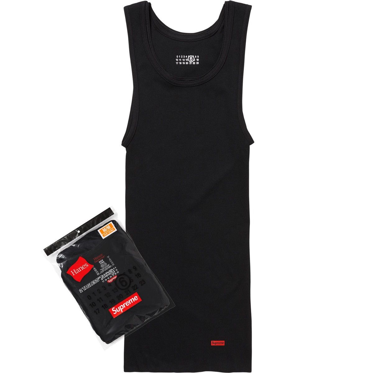 image of Supreme/mm6 Maison Margiela/hanes Tagless Tank (1 Pack) in Black, Men's (Size XL)