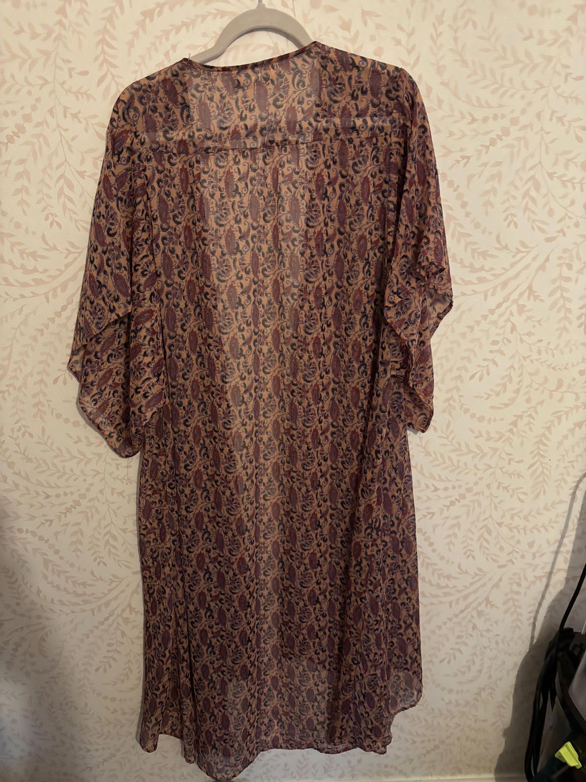 Other Band of Gypsies Sheer Printed Kimono Robe OSFM Size ONE SIZE - 6 Thumbnail