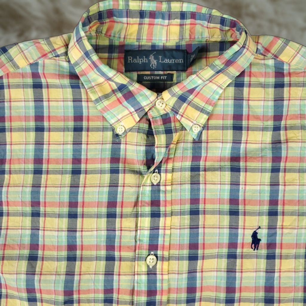 Ralph Lauren Ralph Lauren Shirt Mens Large Yellow Plaid Button-Up Short Sleeve Casual Classic Preppy 90s Style Mens Size US L / EU 52-54 / 3 - 1 Thumbnail