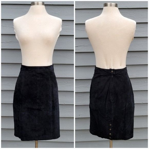 Vintage Vintage 90s y2k Bratz Black Suede Leather High Waisted Midi Size 25" / US 0 / IT 36 - 1 Thumbnail