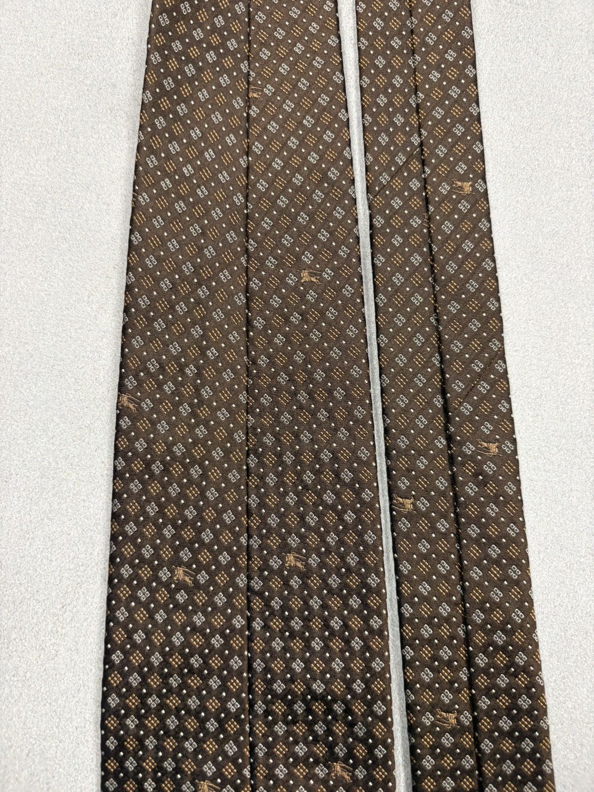 Burberry Burberry London Brown Silk Tie Monogram Pattern Vintage Size ONE SIZE - 18 Thumbnail