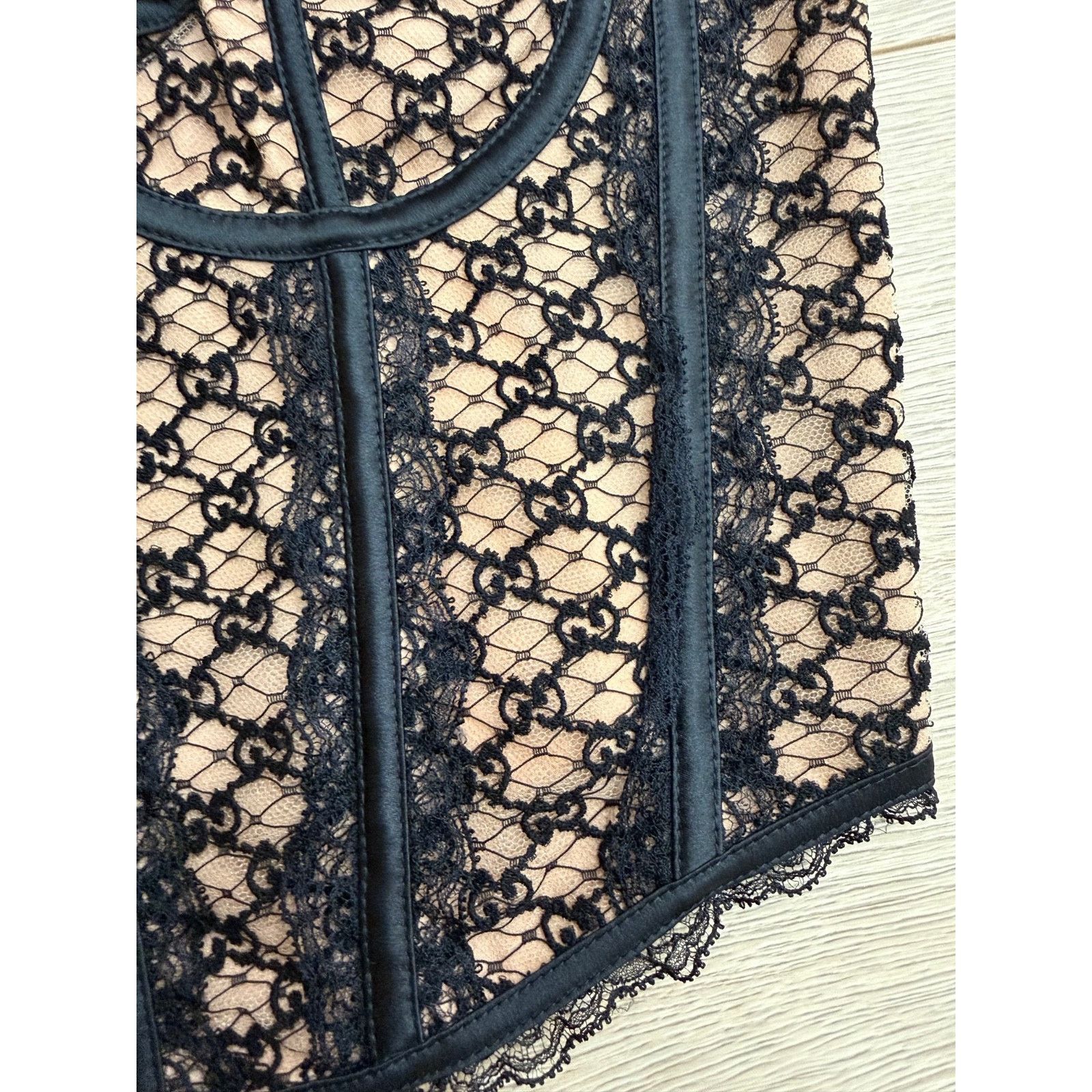 Gucci Gucci GG Net Corset Black Nude Lace Logo Bustier Top Medium Size M / US 6-8 / IT 42-44 - 4 Thumbnail