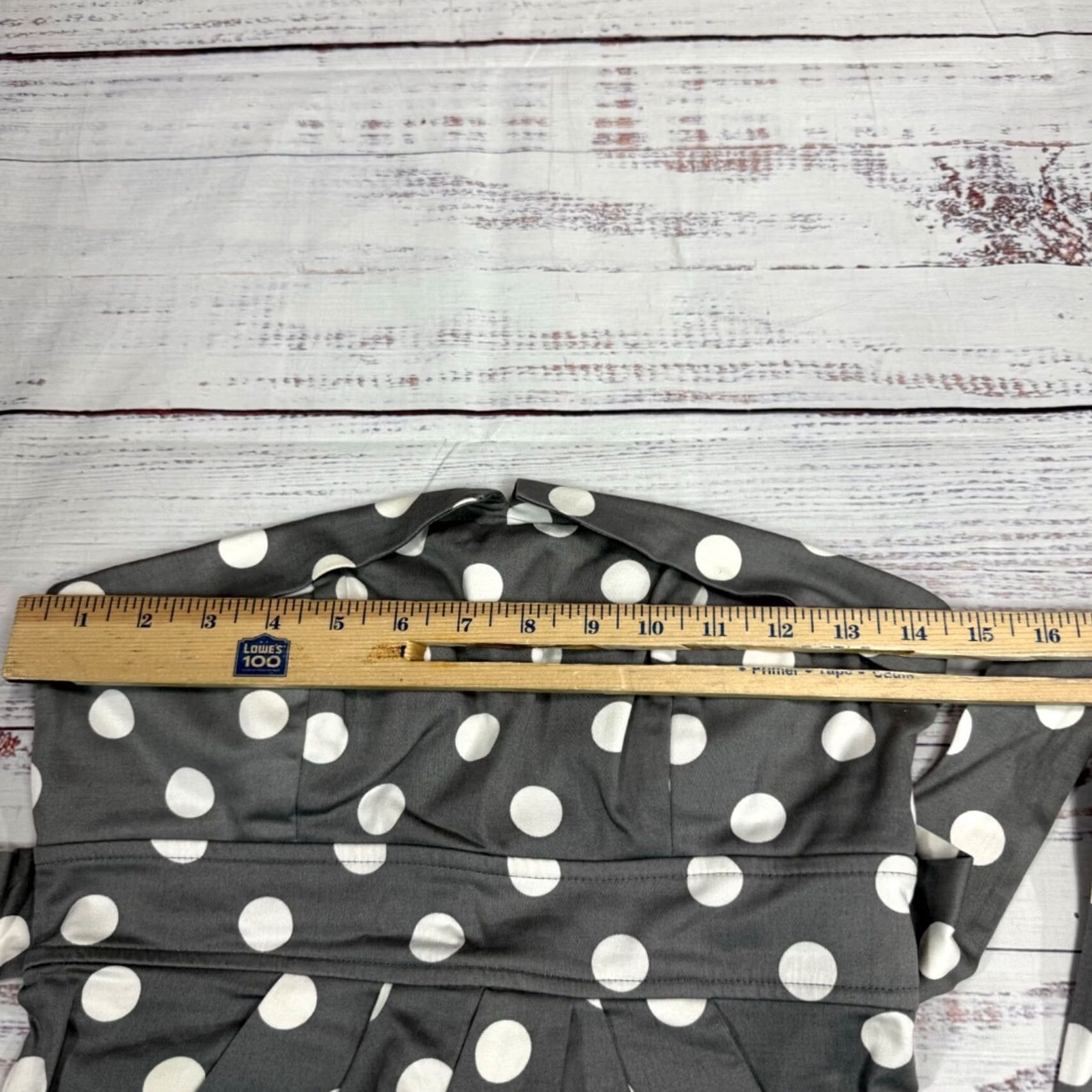 Vintage City Triangles Womens Strapless Tunic Top Juniors Sz 3 Gray Polka Dot Tie Back Blouse Shirt Tunic Grey Polka Dot Tie Back Womens Size 3 Size XS / US 0-2 / IT 36-38 - 4 Thumbnail