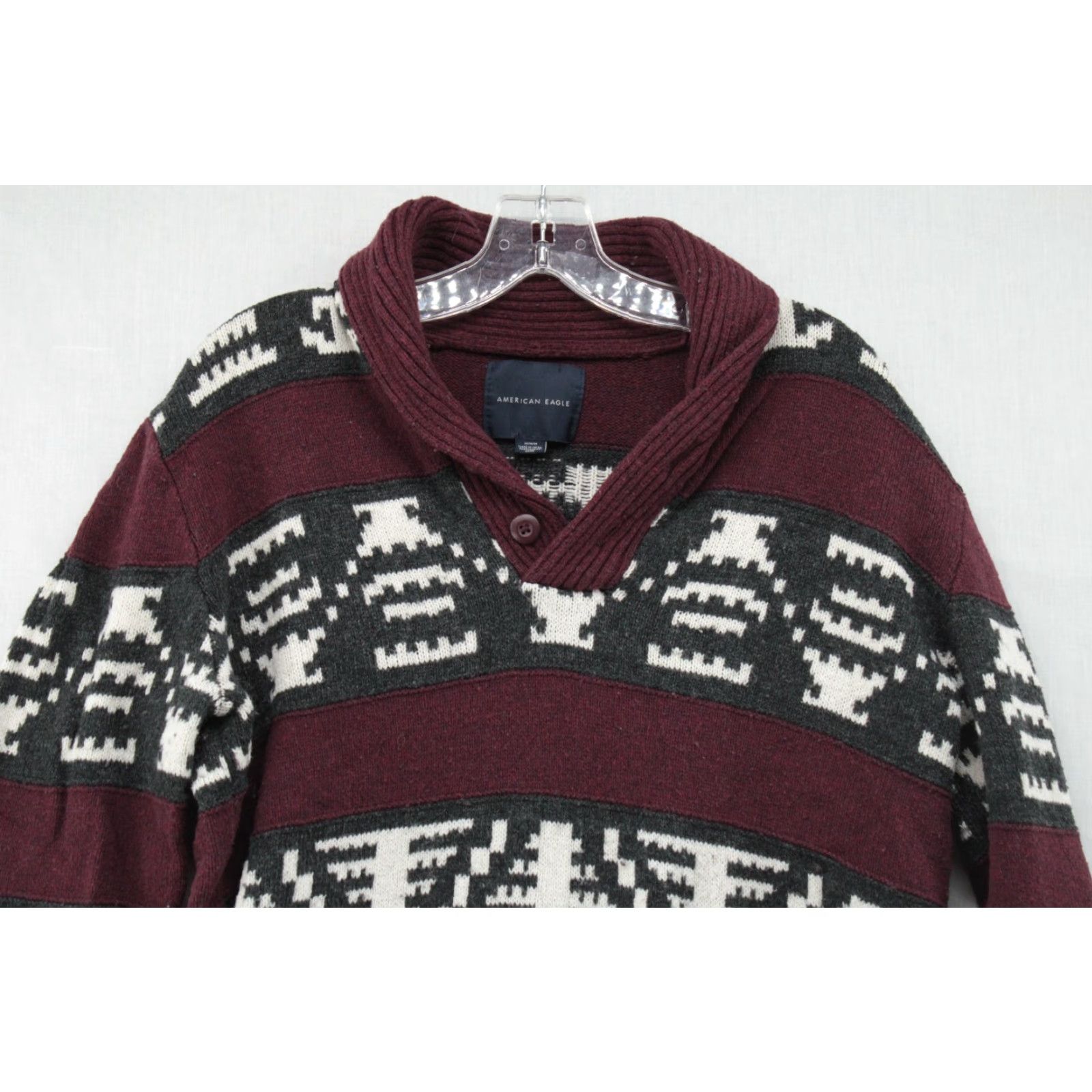 American Eagle Outfitters American Eagle Outfitters Sweater Men M Maroon Cowl Neck Aztec Button Pullover Y2K Mens Size US M / EU 48-50 / 2 - 2 Thumbnail