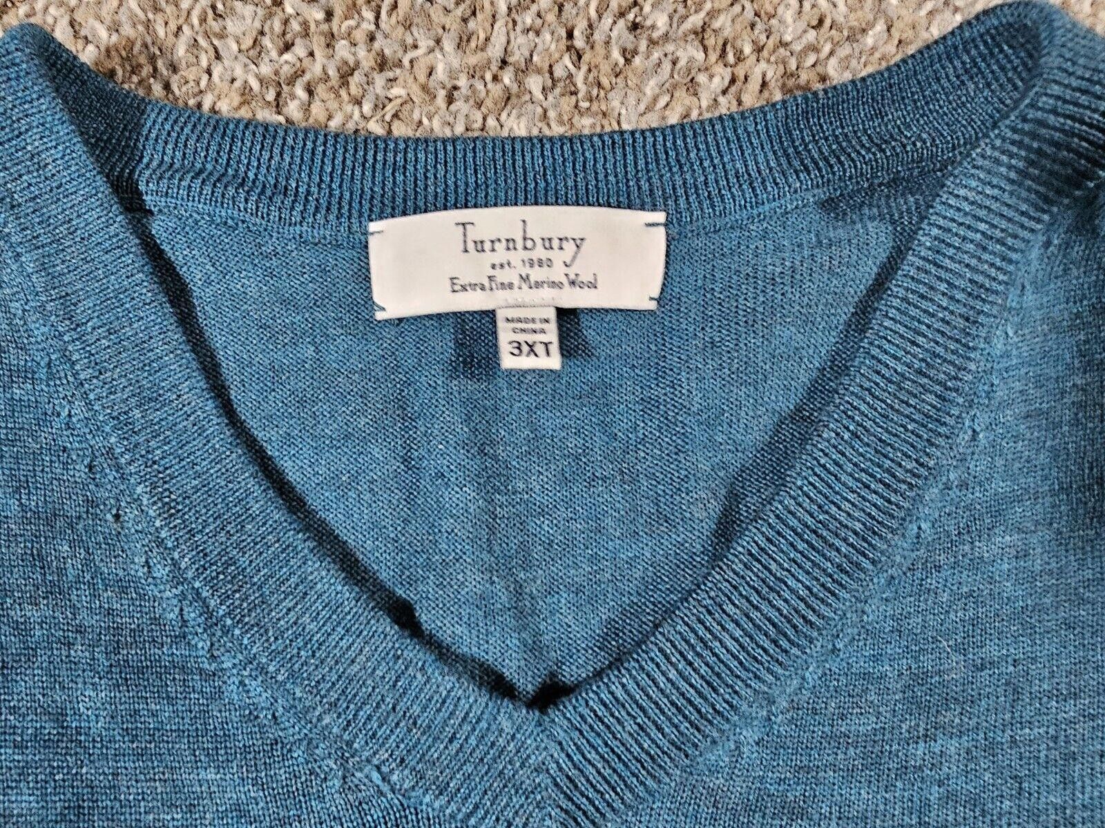 Turnbury Turnbury extra fine merino wool V neck knit sweater 3XT Blue Size US XXL / EU 58 / 5 - 3 Thumbnail