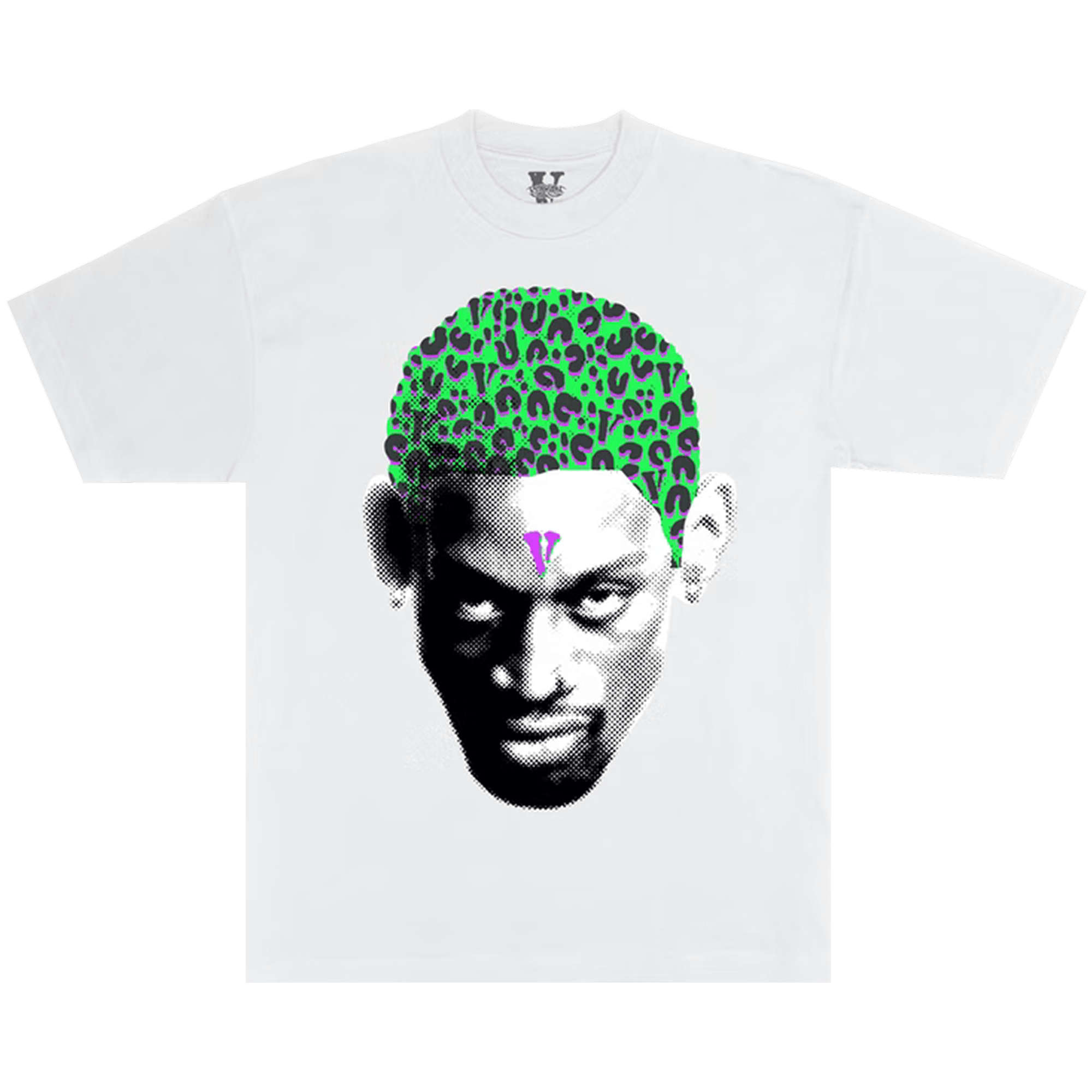 image of Vlone X Rodman Cheetah Hair T-Shirt White, Men's (Size Small)