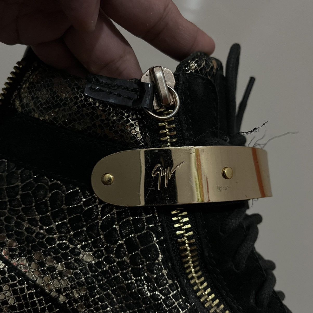 Giuseppe Zanotti GIUSEPPE ZANOTTI SNAKE SKIN DUAL ZIP STRAP SNEAKERS Size US 10 / EU 43 - 10 Thumbnail