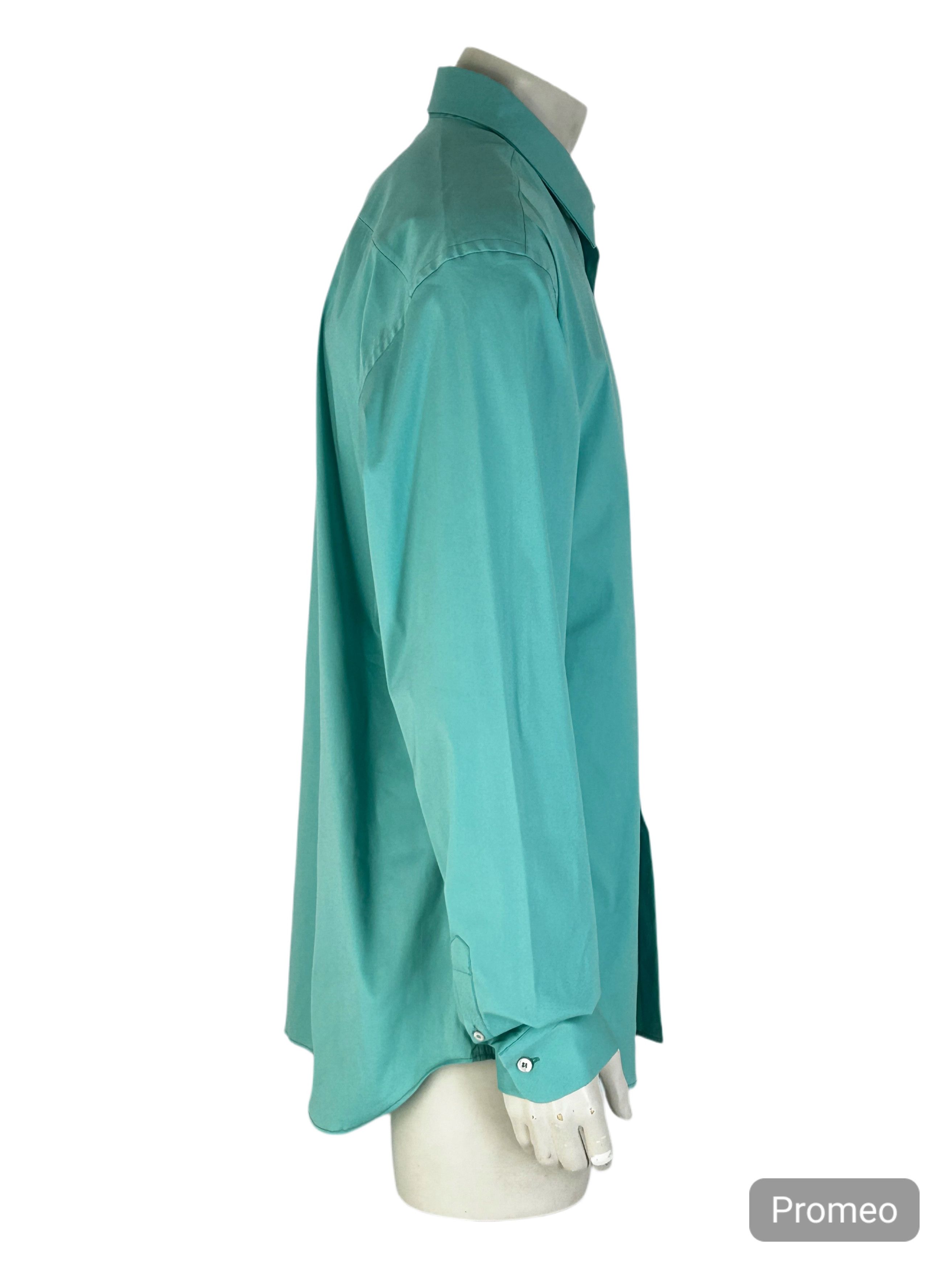 Prada PRADA TEAL POPLIN STRETCH COTTON DRESS SHIRT Size US L / EU 52-54 / 3 - 2 Thumbnail