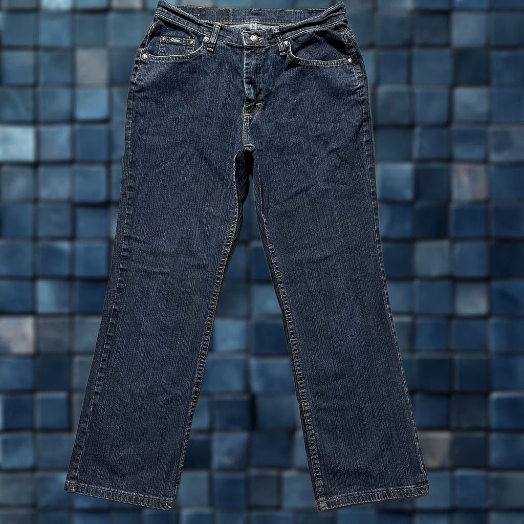 Vintage Riders by Lee Jeans Womens 12P Jeans Blue Denim Straight 30 Inseam 27.5 Inseam Dark Wash EUC 5-Pocket Pant Petite Regular Boys Mens Womens Size 34" / US 12 / IT 48 - 1 Thumbnail