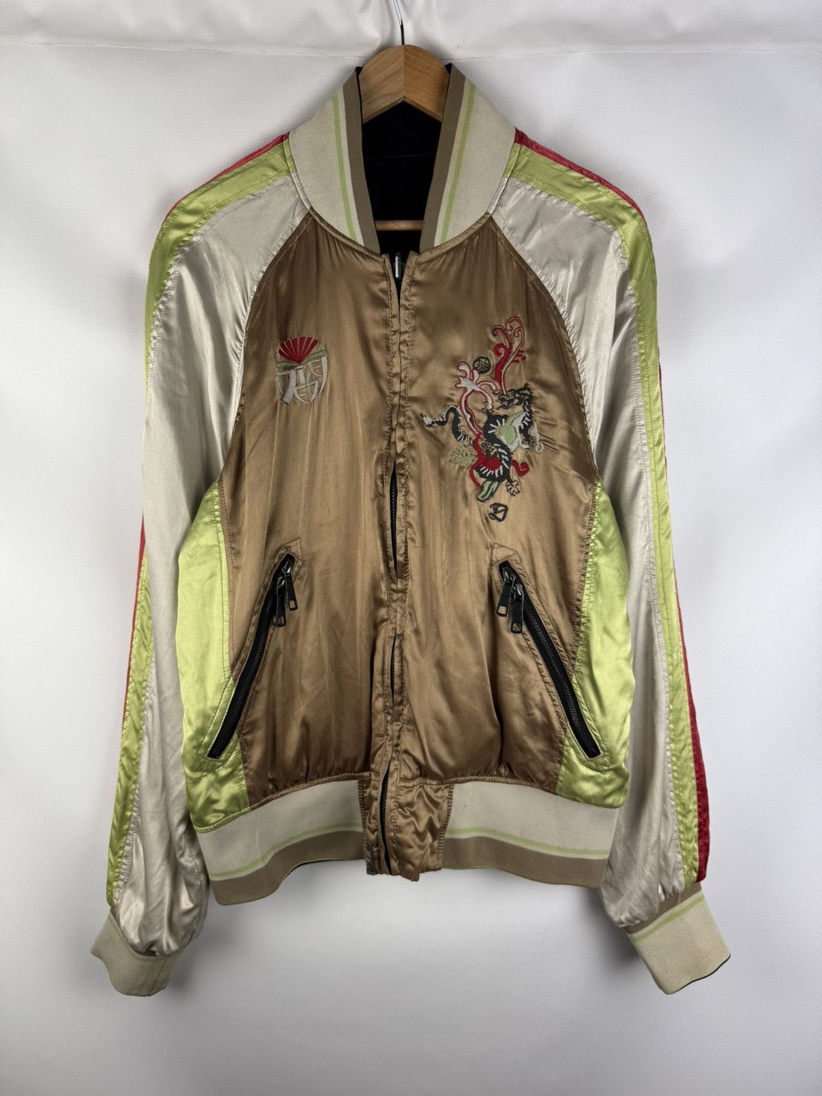 Diesel DIESEL SUKAJAN TIGER SKULL REVERSIBLE SATIN BOMBER JACKET