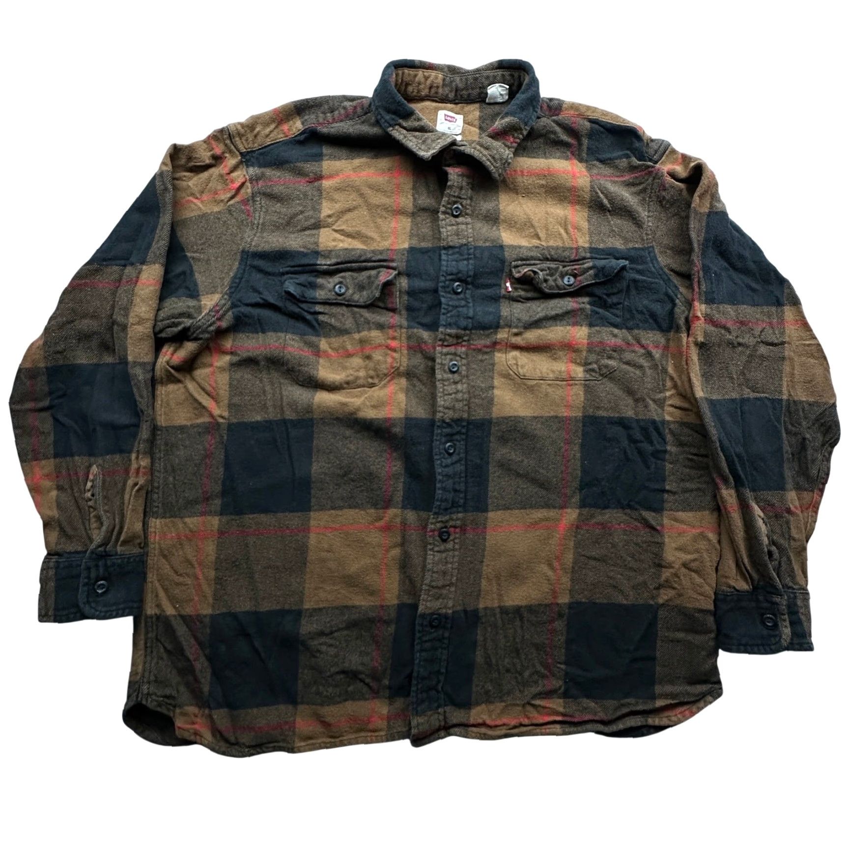 Levi's Levis Classic Worker Overshirt Godlisch Flannel Men XL Long Sleeve Pocket Brown Plaid Size US XL / EU 56 / 4 - 2 Thumbnail