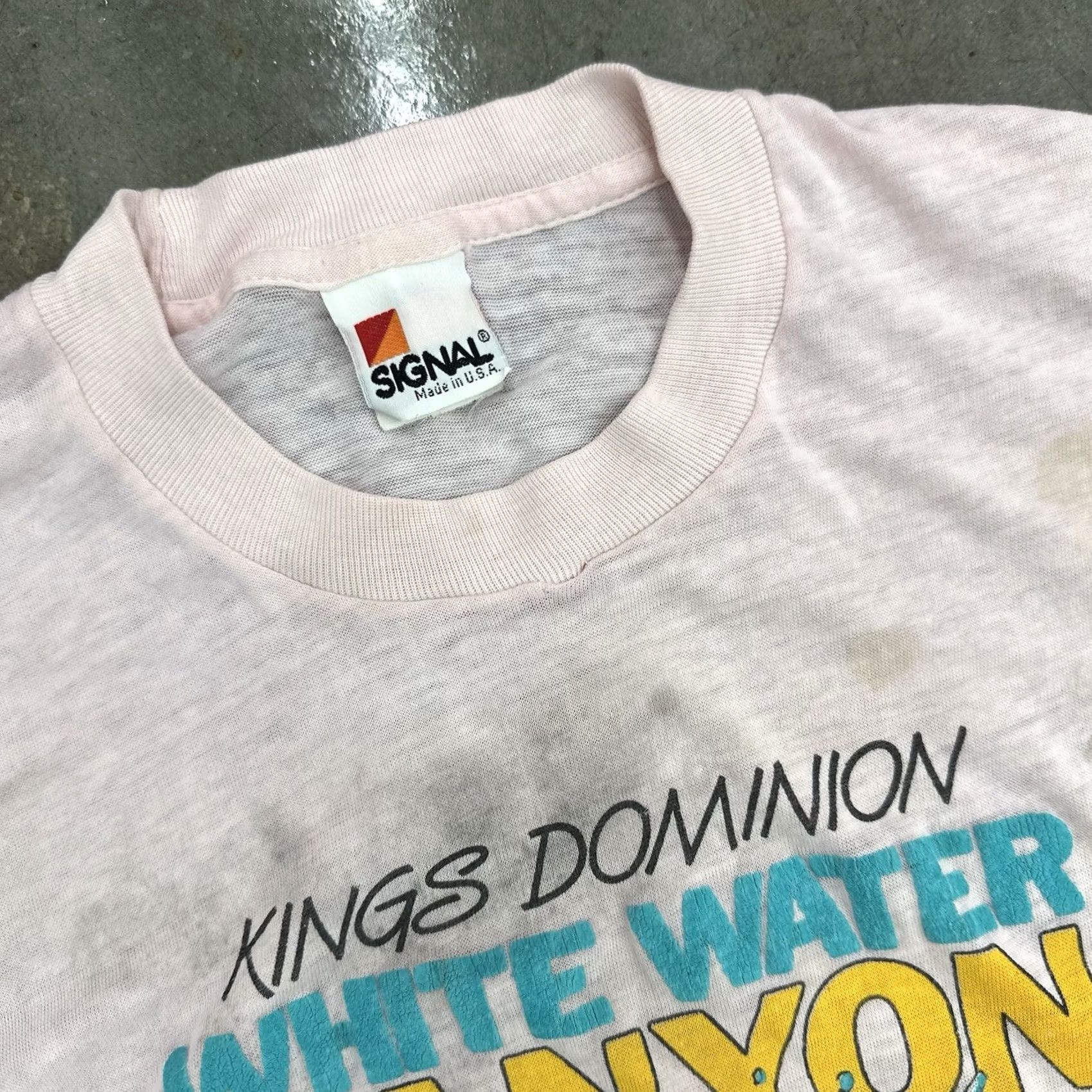 Vintage VINTAGE Kings Dominion White Water Canyon Splash Victim Stained T Shirt L 80s Mens Size US L / EU 52-54 / 3 - 2 Thumbnail