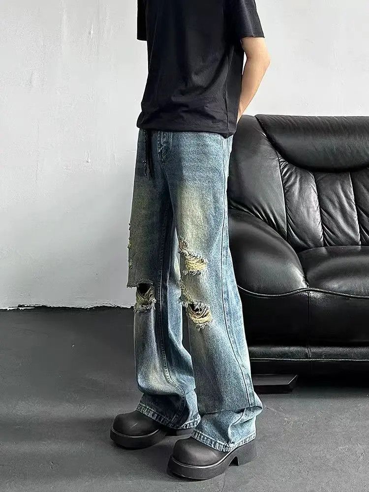 Designer × Japanese Brand Washed and worn-in ripped straight-leg jeans Size US 30 / EU 46 - 5 Thumbnail