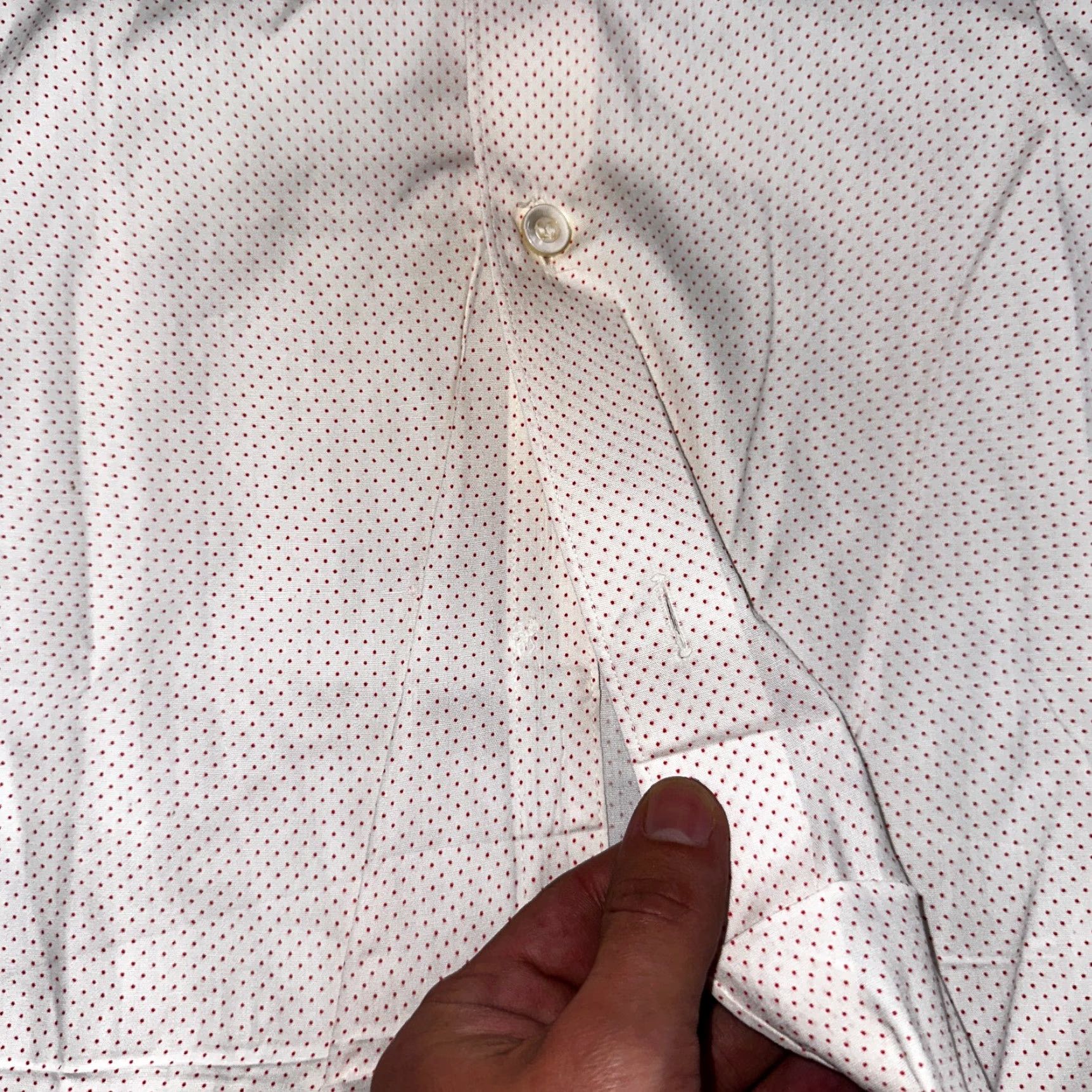 Vintage VINTAGE 1950s Penney's Towncraft Button-Front Dress Shirt Large Blue Polka Dot Mens Size 42R - 6 Thumbnail