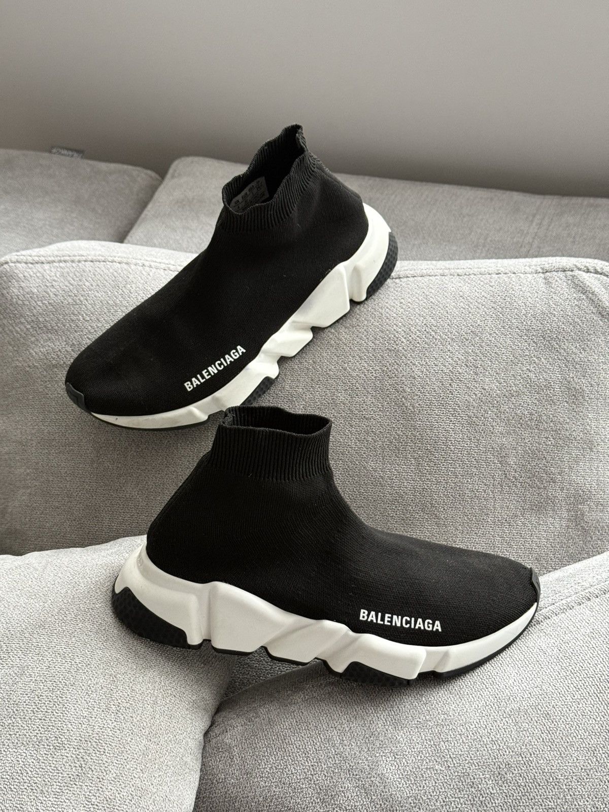 Balenciaga Speed Trainer Knit Black Sneakers Shoes Size 37