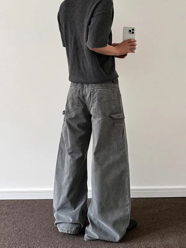 VIBE Paint Splatter Oversized Gray Carpenter Jeans Size US 32 / EU 48 - 4 Thumbnail