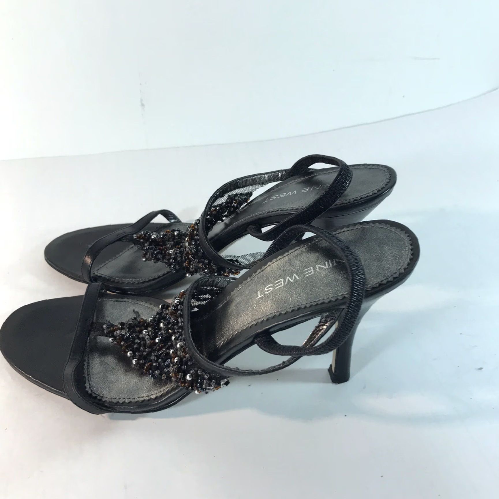 Nine West Nine West Saphyra Brown Leather Beaded T-Strap Heels Womens Size 6M 3in High Heel Size US 6 / IT 36 - 2 Thumbnail