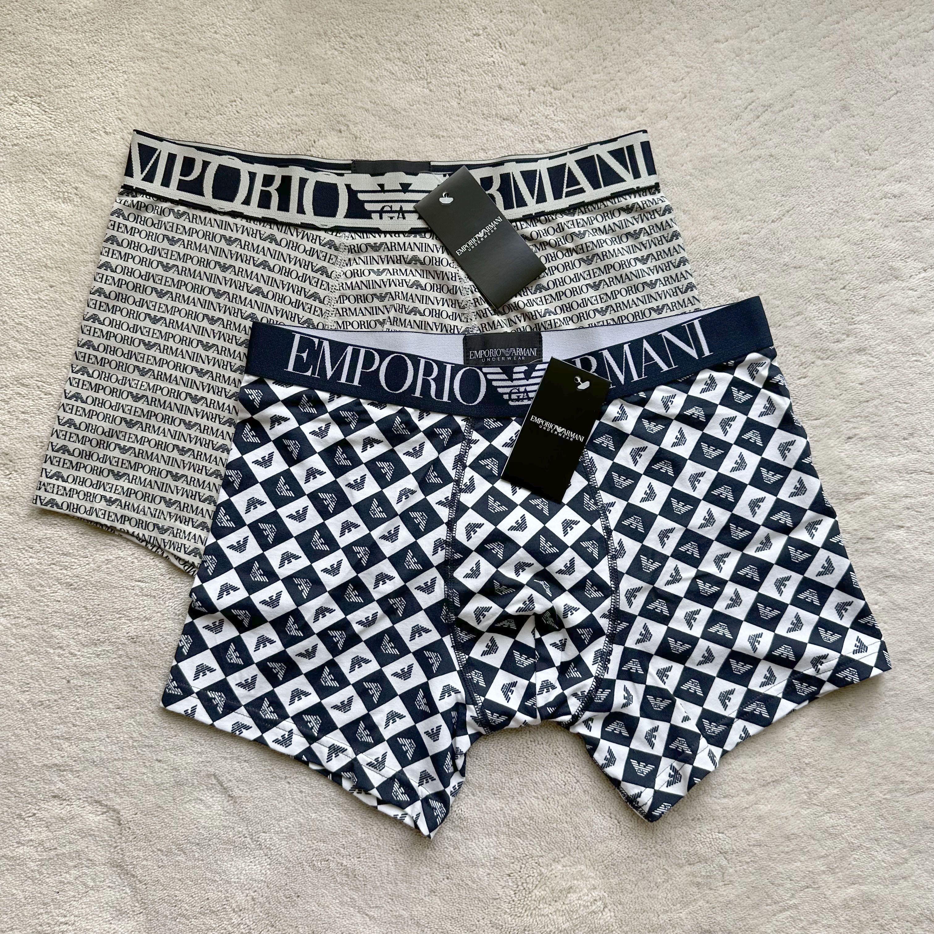Emporio Armani GA EMPORIO ARMANI All-Over Logo STRETCH COTTON TRUNKS Sz M Size 32 - 1 Thumbnail
