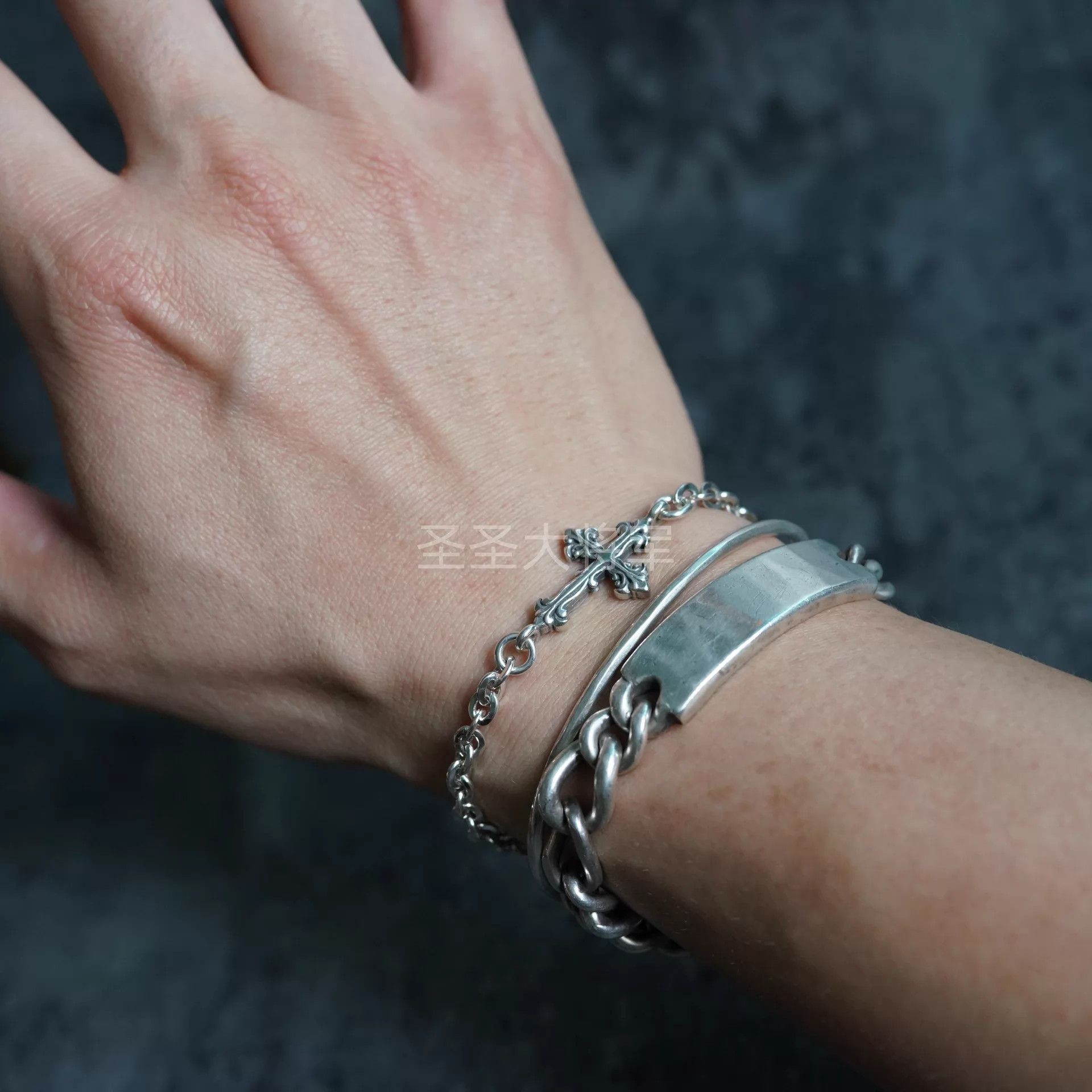 Emanuele Bicocchi Emanuele Bicocchi Goth Cross Chain Bracelet S 18 M 20 Size ONE SIZE - 5 Thumbnail