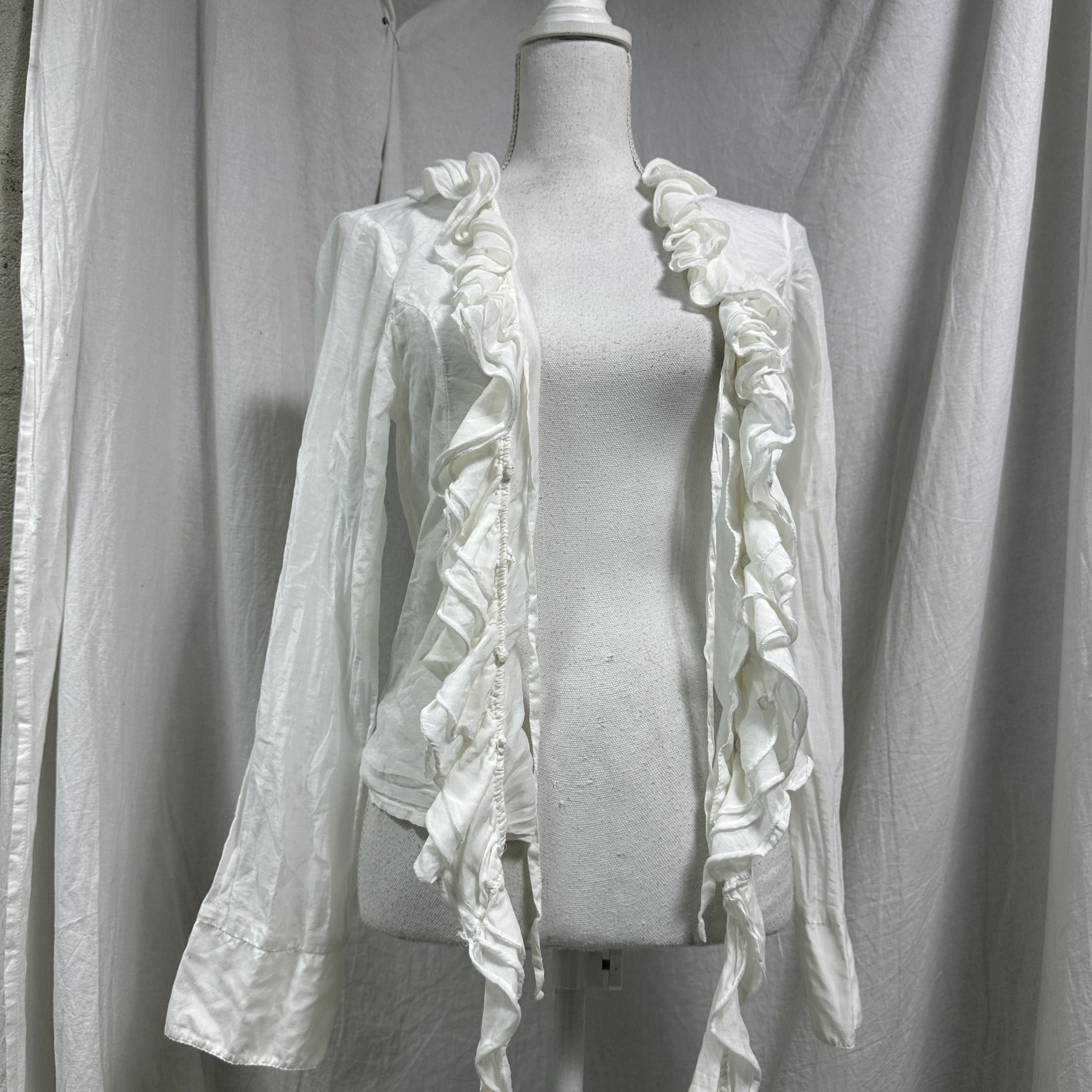 Vintage Vintage Avant Garde Silk Ruffled White Shirt Y2K Size S / US 4 / IT 40 - 5 Thumbnail
