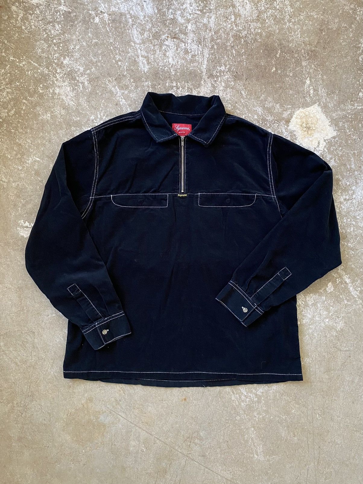 Supreme corduroy half zip shirt black online