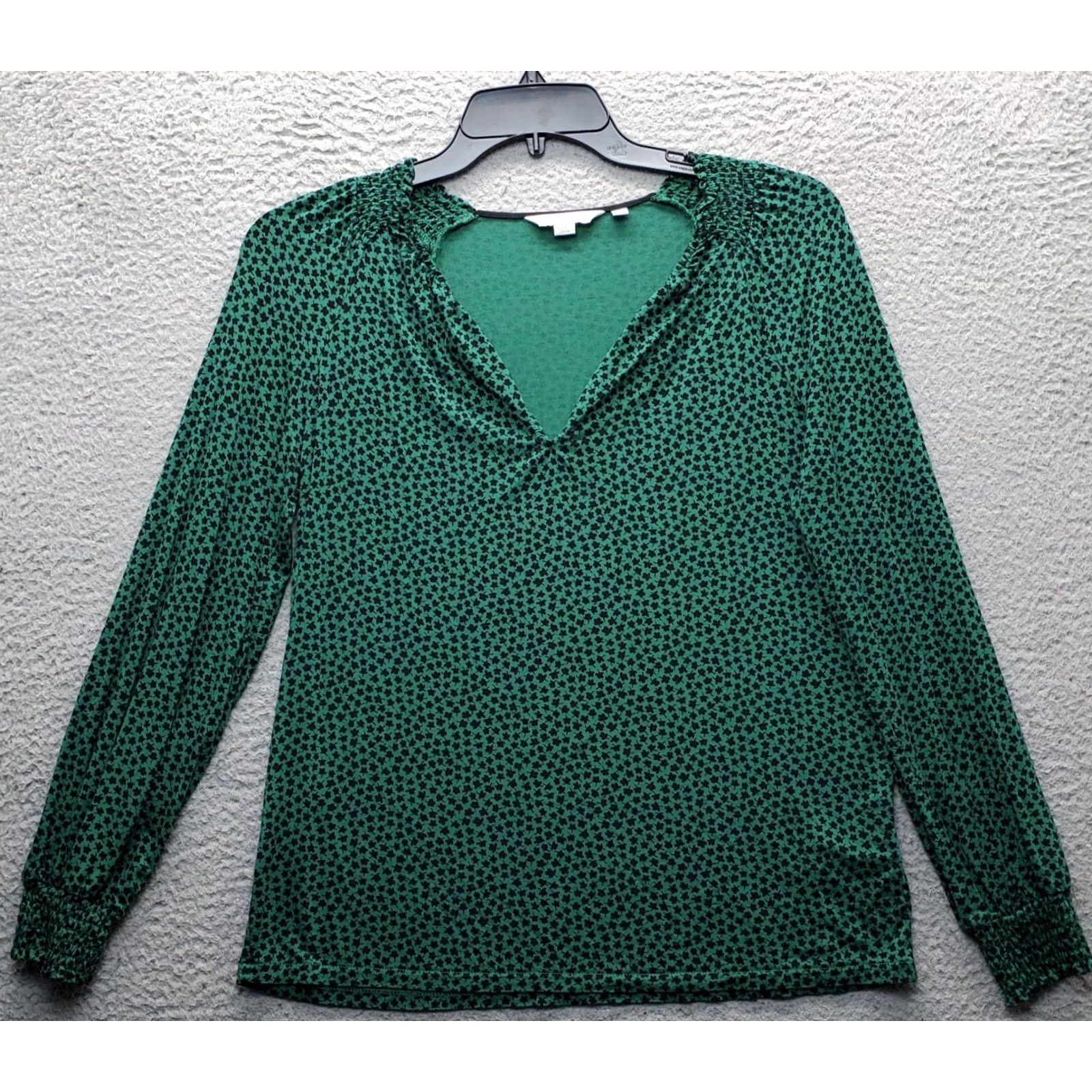 Boden Boden Blouse Womens Size 6 Multicolor Petal Leaf Stretch Long Sleeve V-Neck Pullover Shirt Size M / US 6-8 / IT 42-44 - 2 Thumbnail