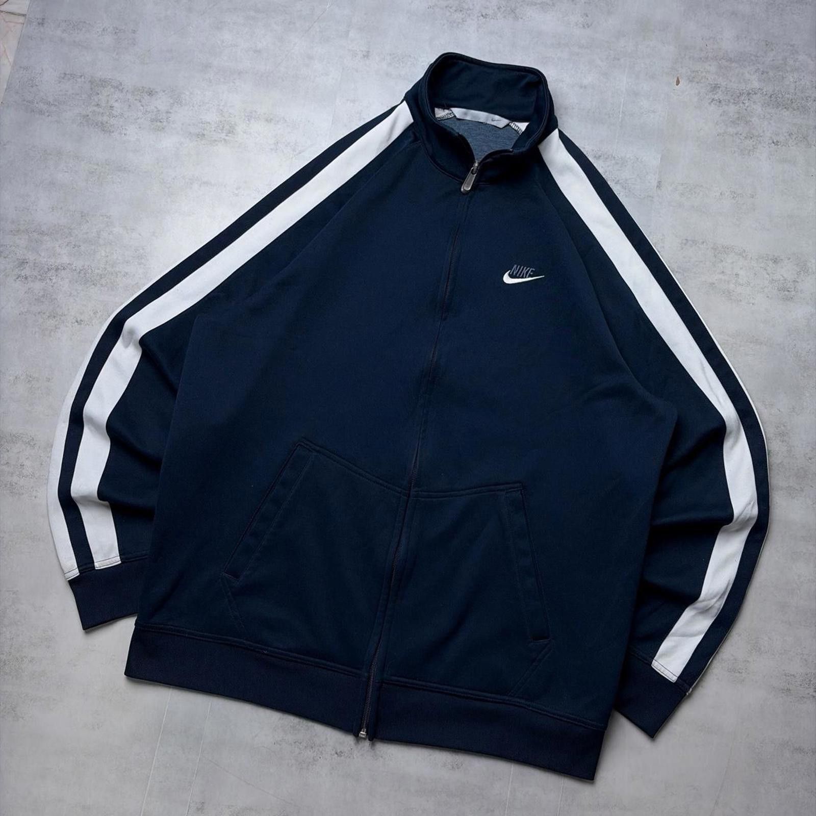 Nike Y2K Navy Nike Swoosh Grunge Striped Skater Track Jacket Size US XL / EU 56 / 4 - 2 Thumbnail