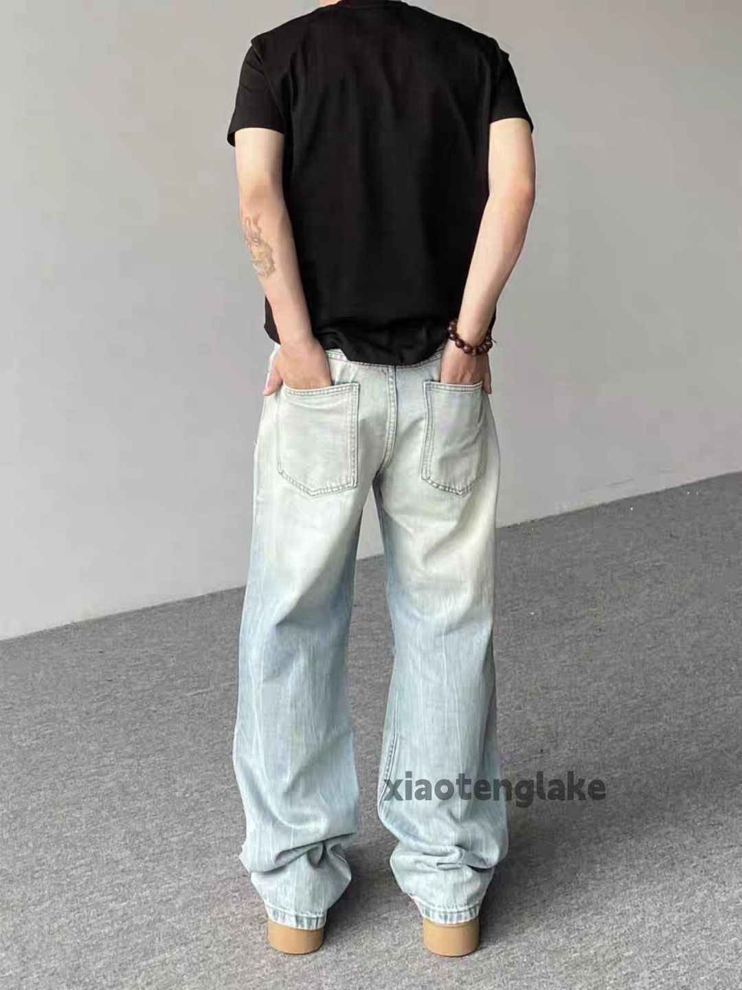 Vintage Custom washed faded loose baggy hiphop ripped jeans Size US 36 / EU 52 - 2 Thumbnail