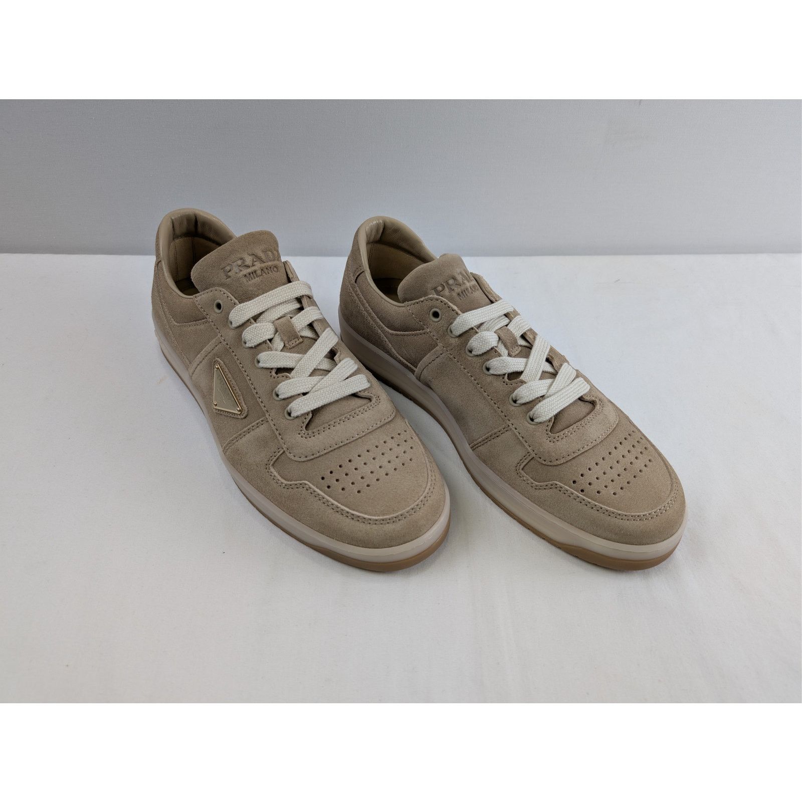 Prada o1rshd1 Downtown Delavé Suede Trainers Sneakers in ecru Size US 10 / EU 43 - 7 Thumbnail