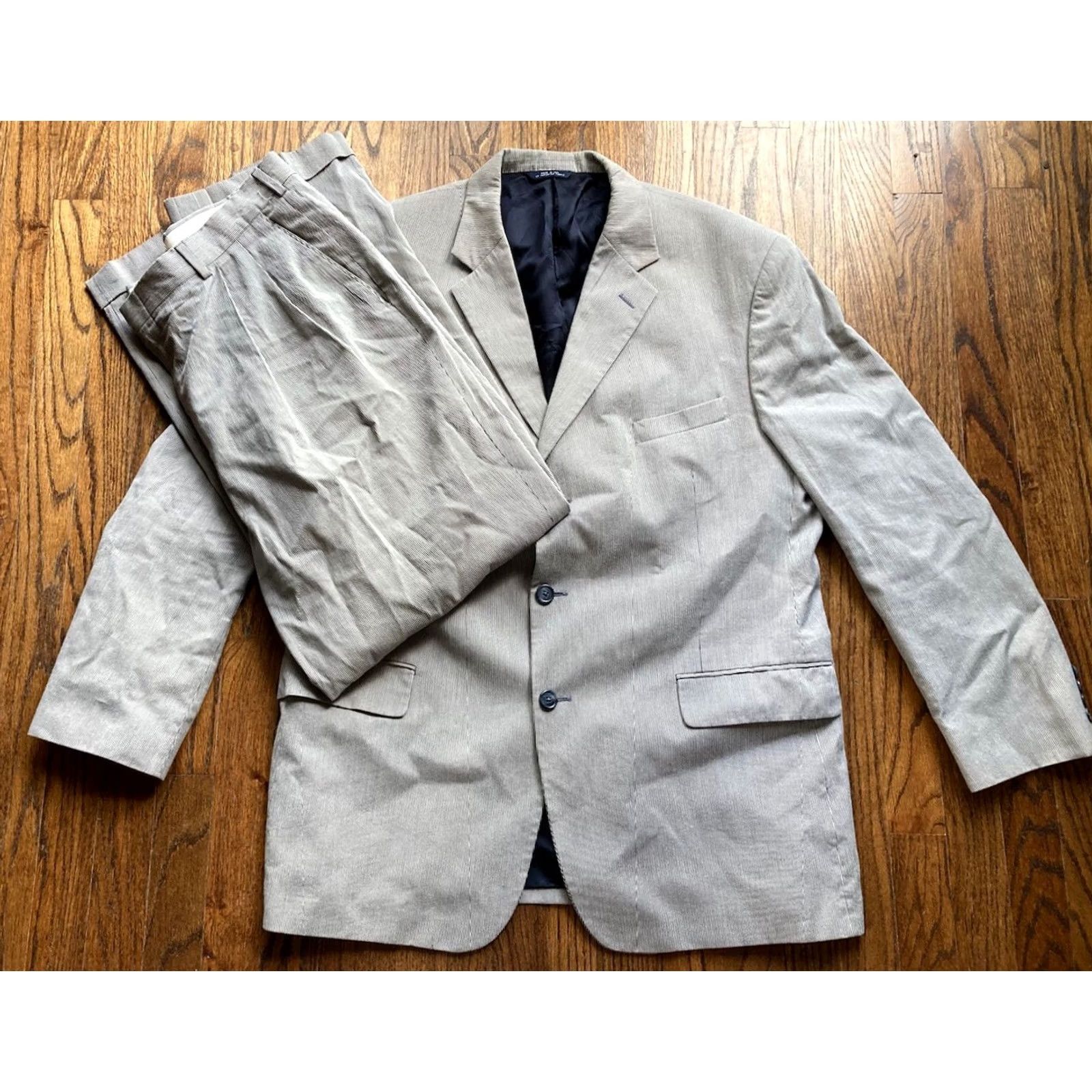 Brooks Brothers Brooks Brothers 2 Pieces Suit Mens 45R Jacket 38x30 Pants Stripe Cotton Multicolor Notch Lapel Two-Button Front Classic Mens Size 48R - 2 Thumbnail