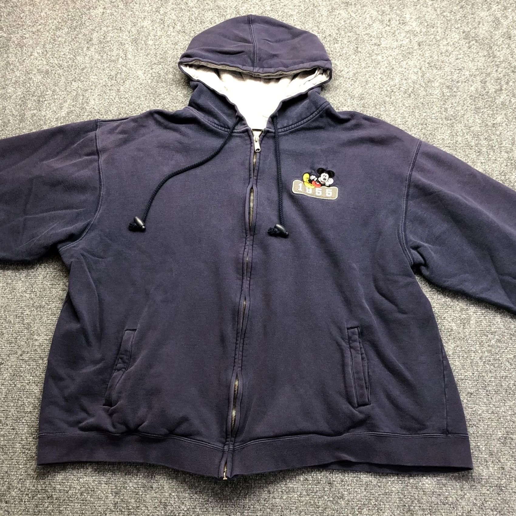 Vintage Disneyland Resort Hoodie Mens 3XL Blue Full Zip Fleece Sweatshirt Mickey 1955 Size US XXL / EU 58 / 5 - 2 Thumbnail