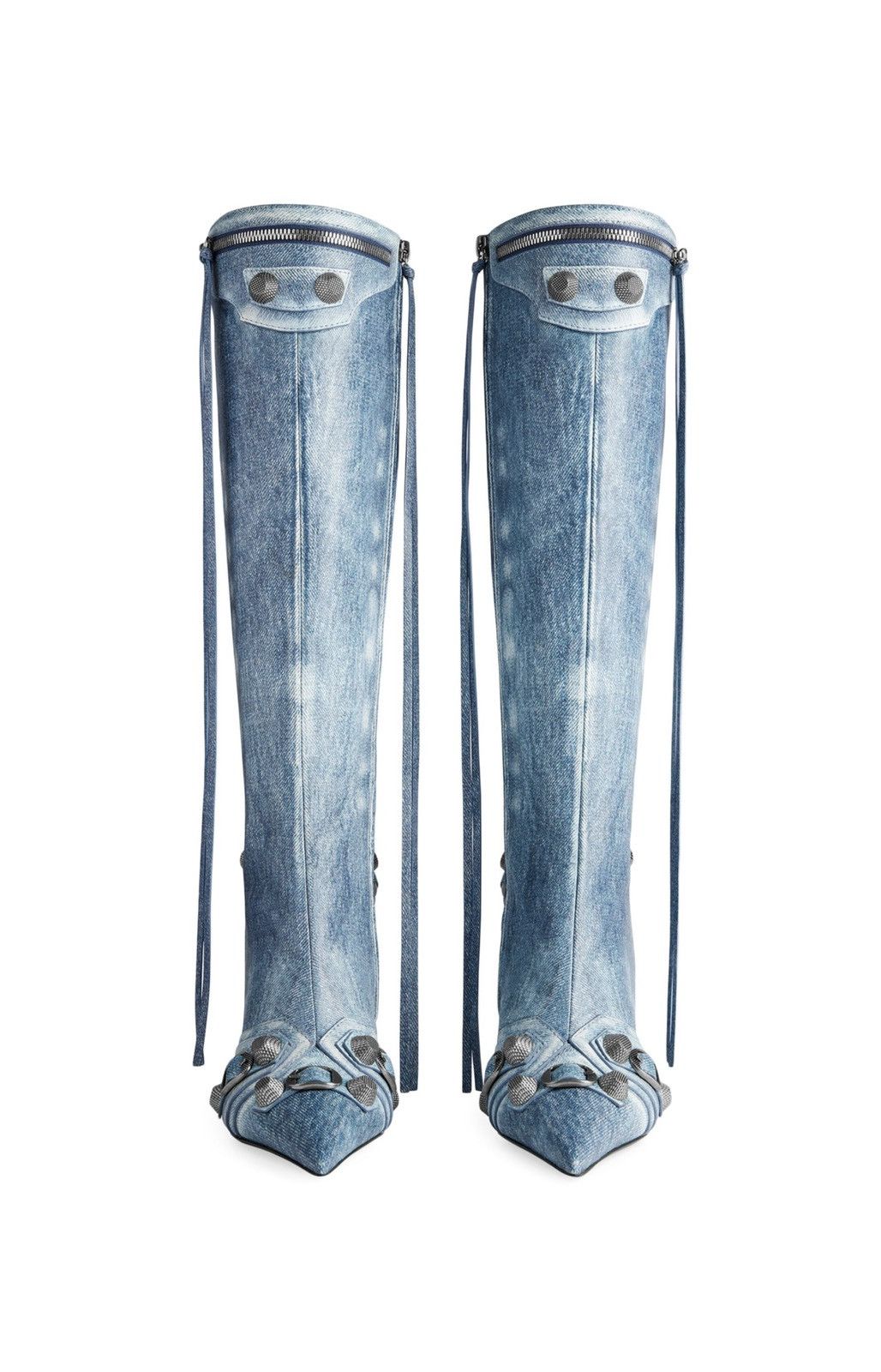 Balenciaga $2.9K VALUE Cagole Denim Printed Leather Boots Size US 9 / IT 39 - 3 Thumbnail