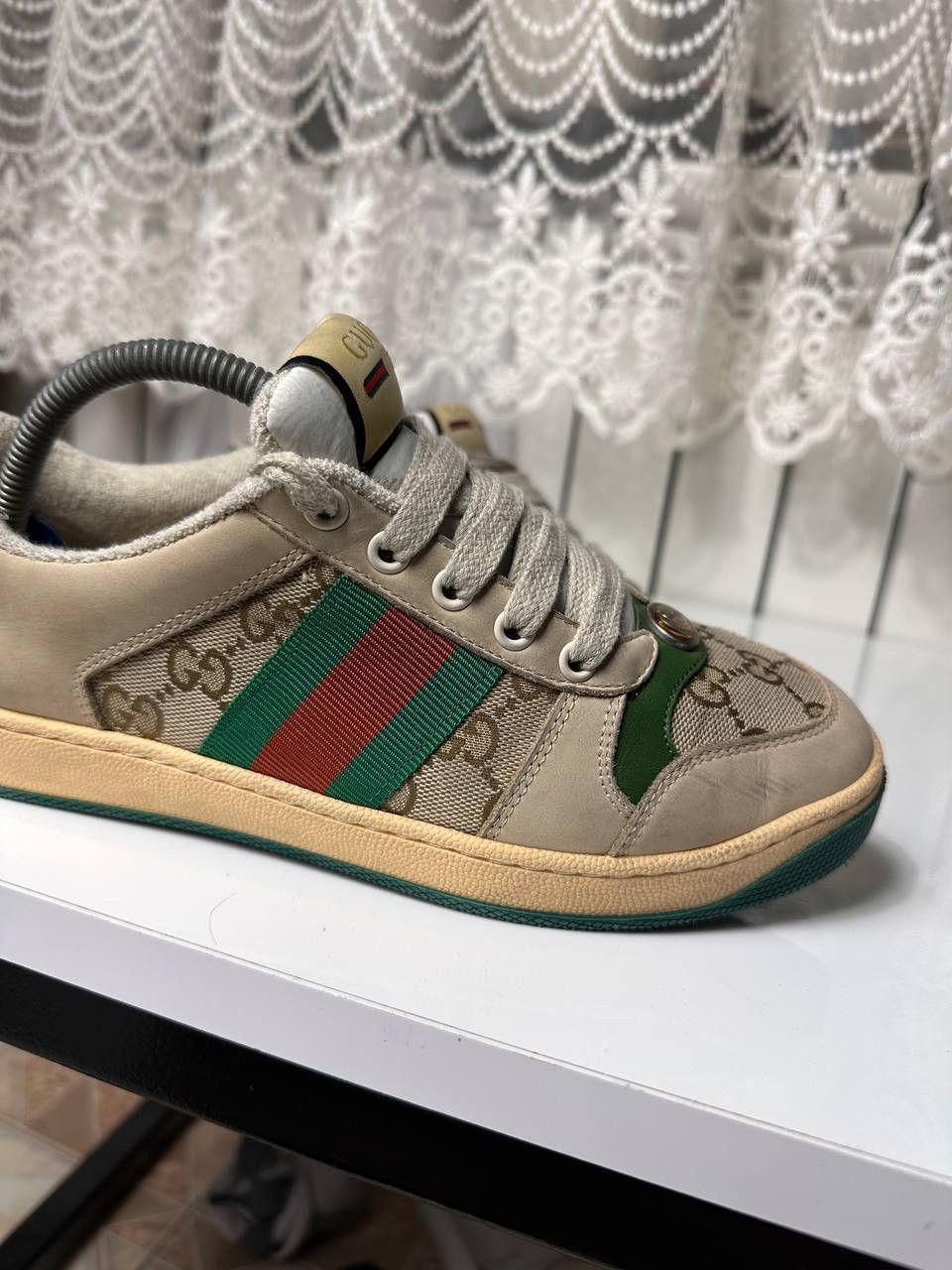 Gucci Gucci Screener Leather GG Canvas Double G Logo Sneakers Size US 5.5 / IT 35.5 - 3 Thumbnail