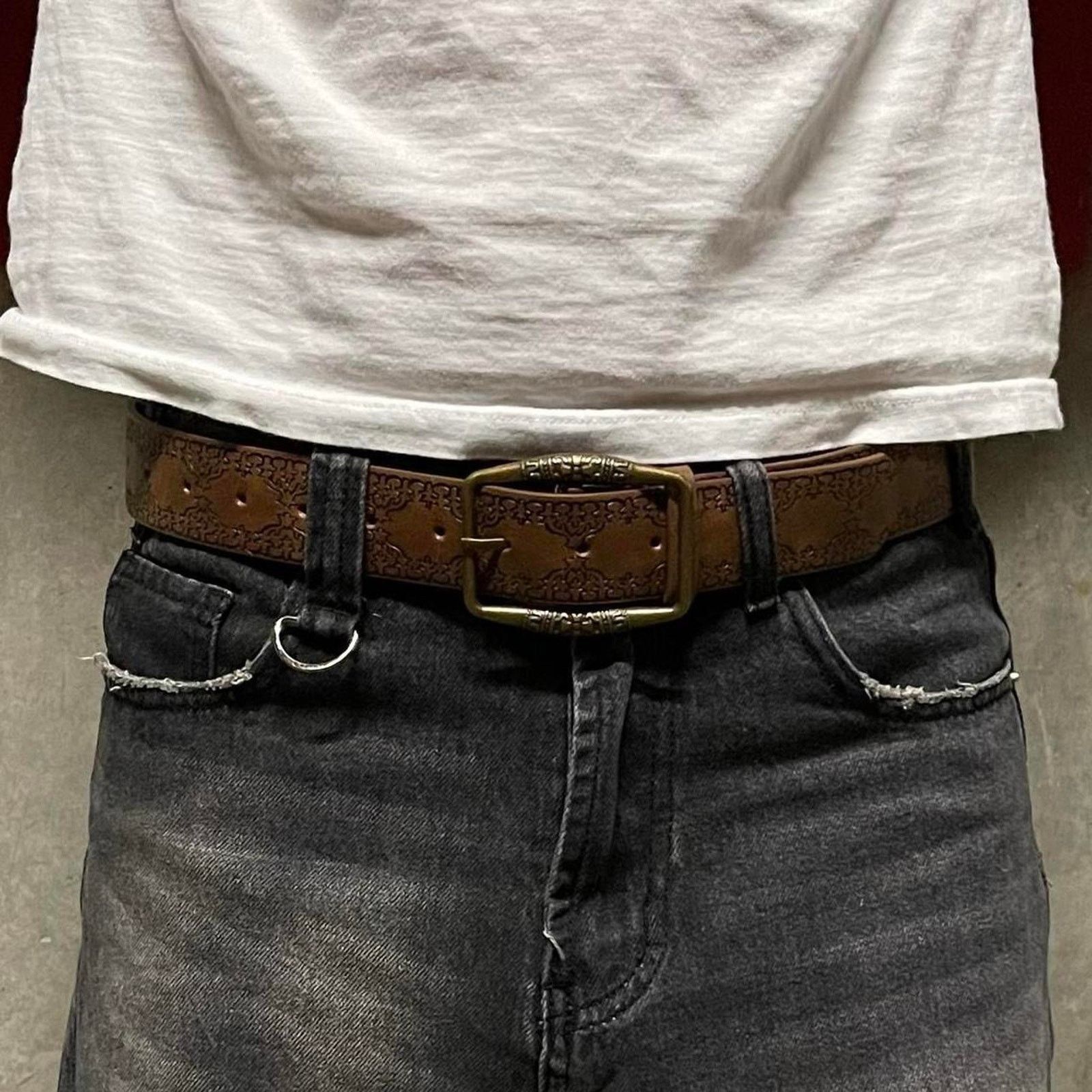 Other BROWN ENGRAVED BELT 26-32 MENS Size ONE SIZE - 1 Thumbnail