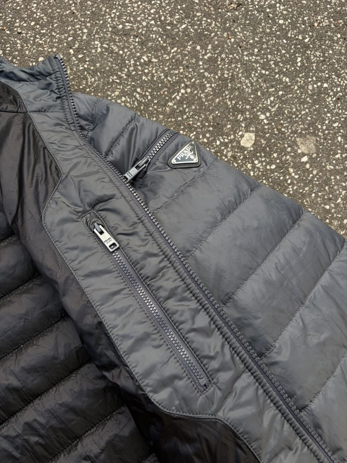 Prada Prada Micro Puffer Jacket – Grey (Size 52 / fits M) Size US L / EU 52-54 / 3 - 8 Thumbnail